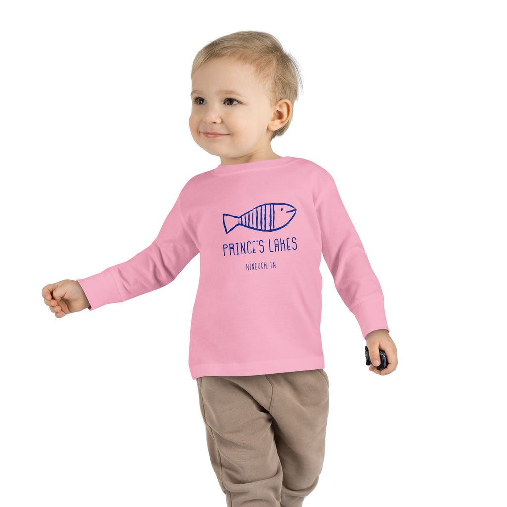 Toddler Long Sleeve Tee — "Prince's Lakes" Hand-Drawn Fish Graphic