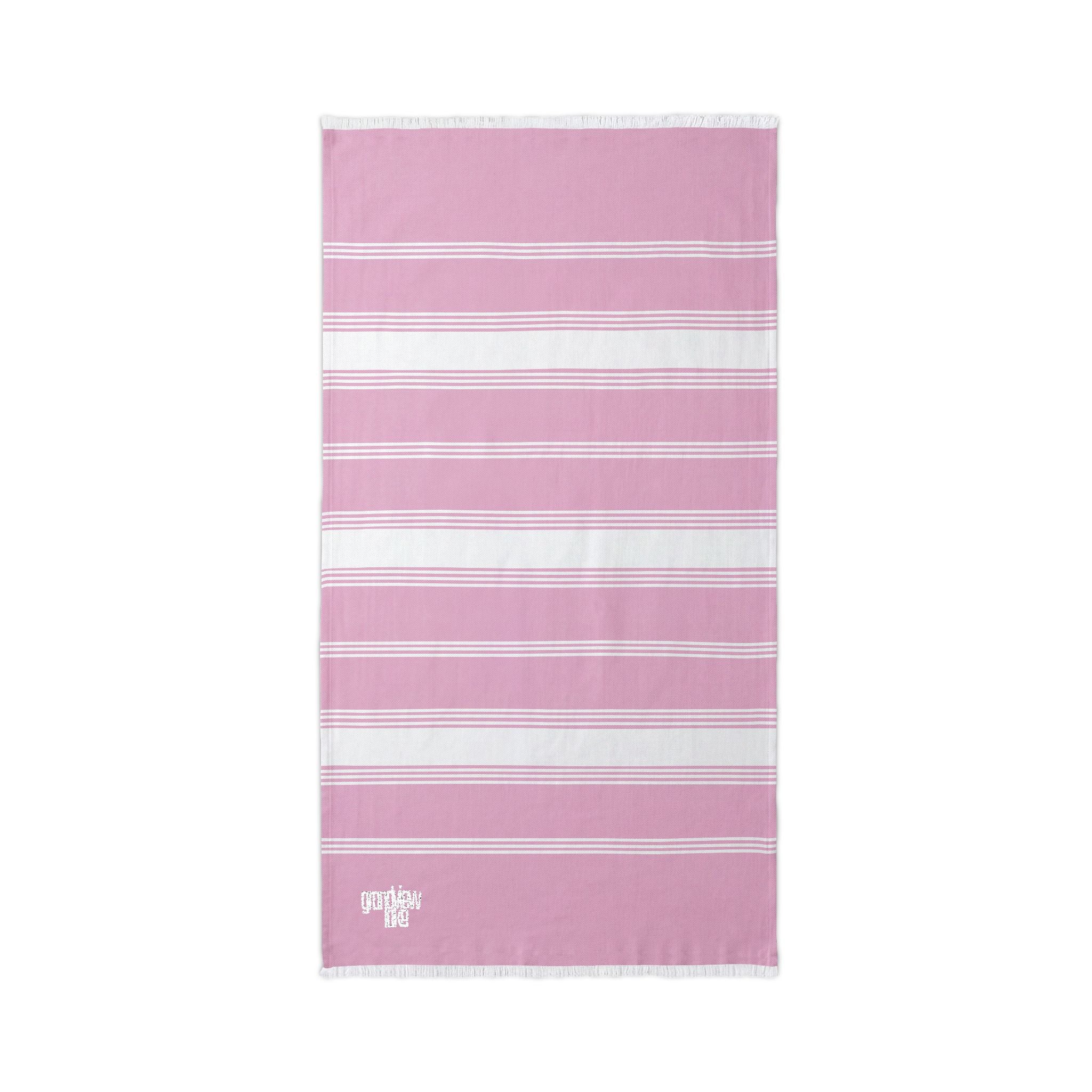 Striped Embroidered Beach Throw — Lightweight Turkish Towel for Lake, Travel & Summer