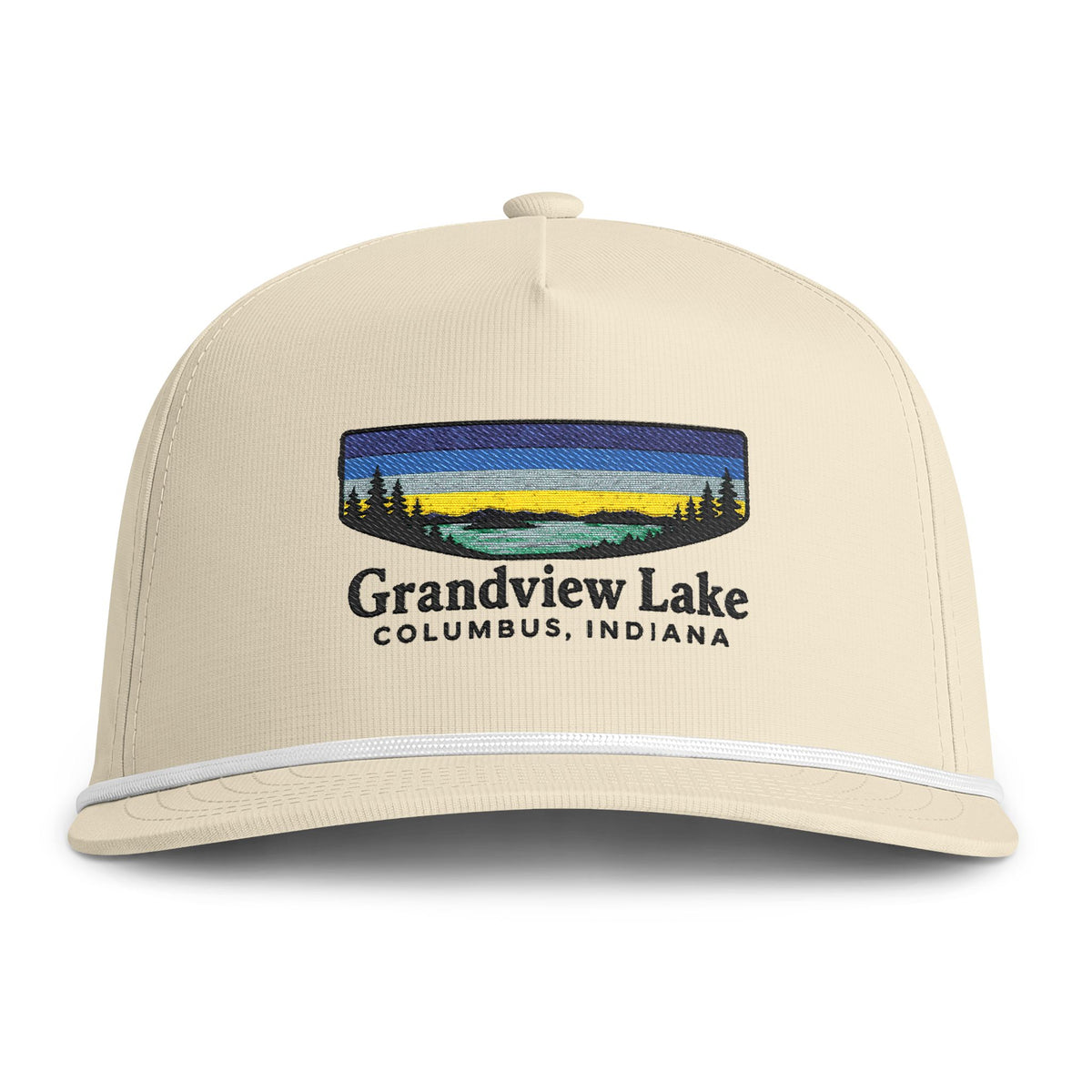 Grandview Lake Sunset Rope Cap — Vintage Sunwashed Embroidered Baseball Hat