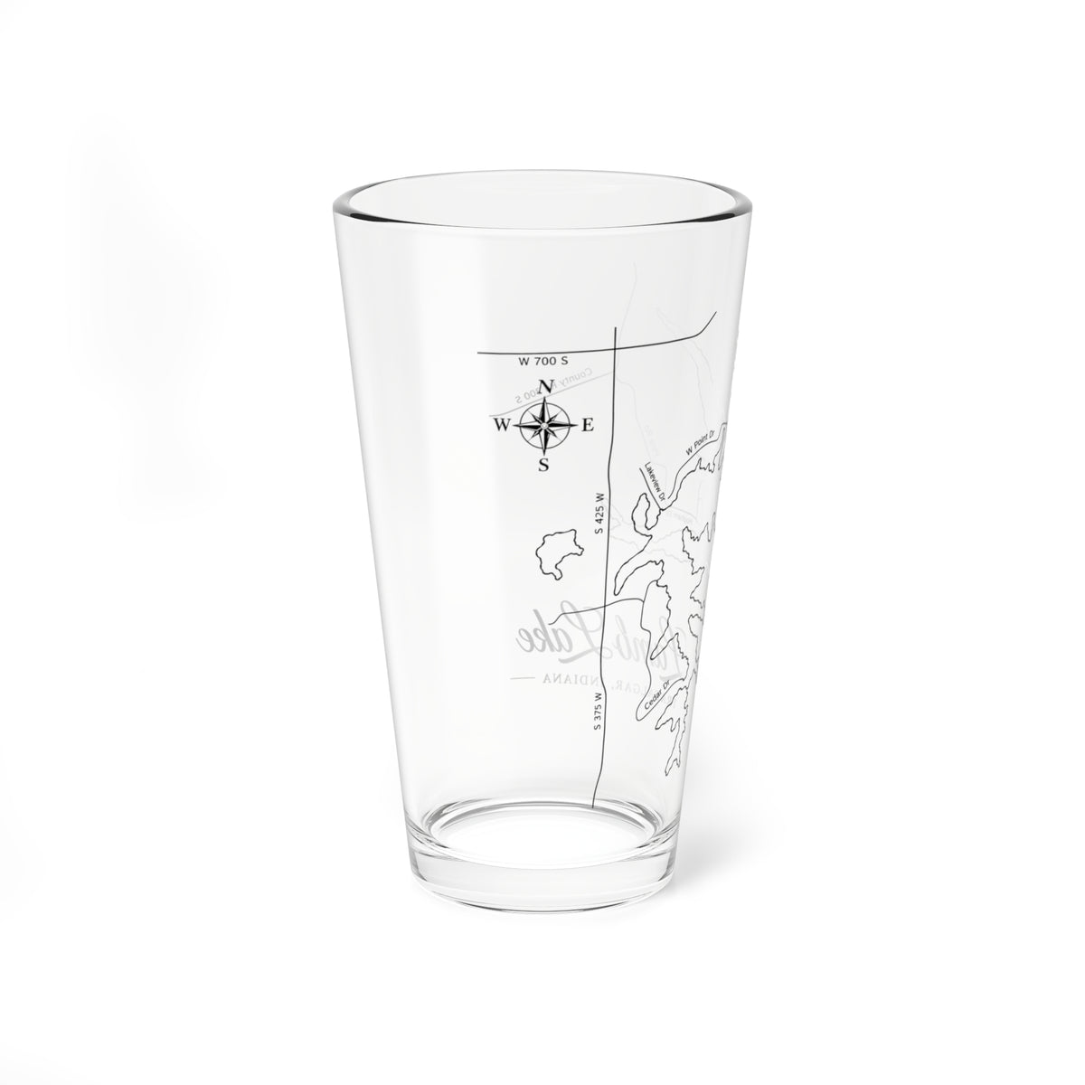 Mixing Glass — 16oz Lamb Lake Map Pint Glass