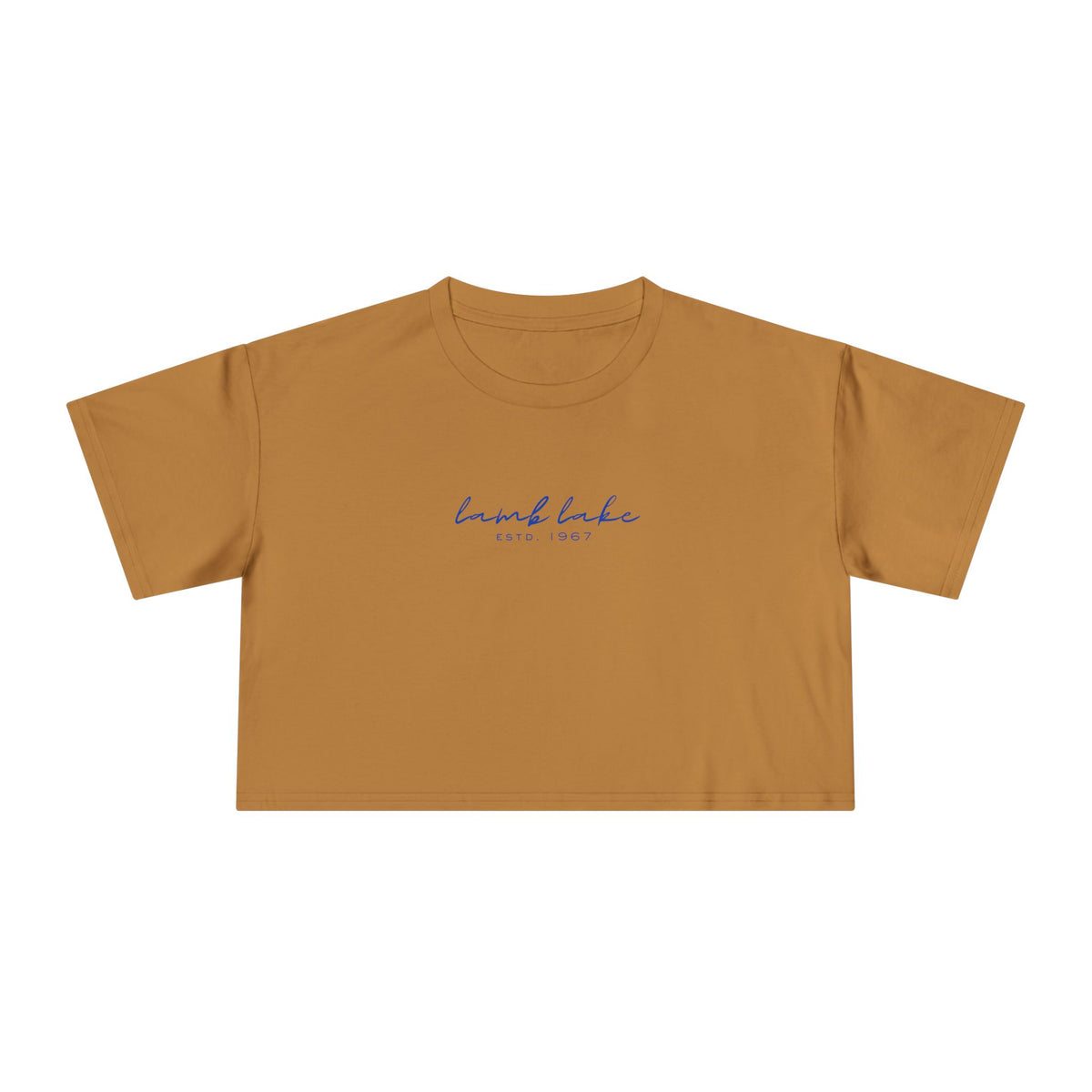Script Logo Crop Tee — "lamb lake" Women's Casual Top