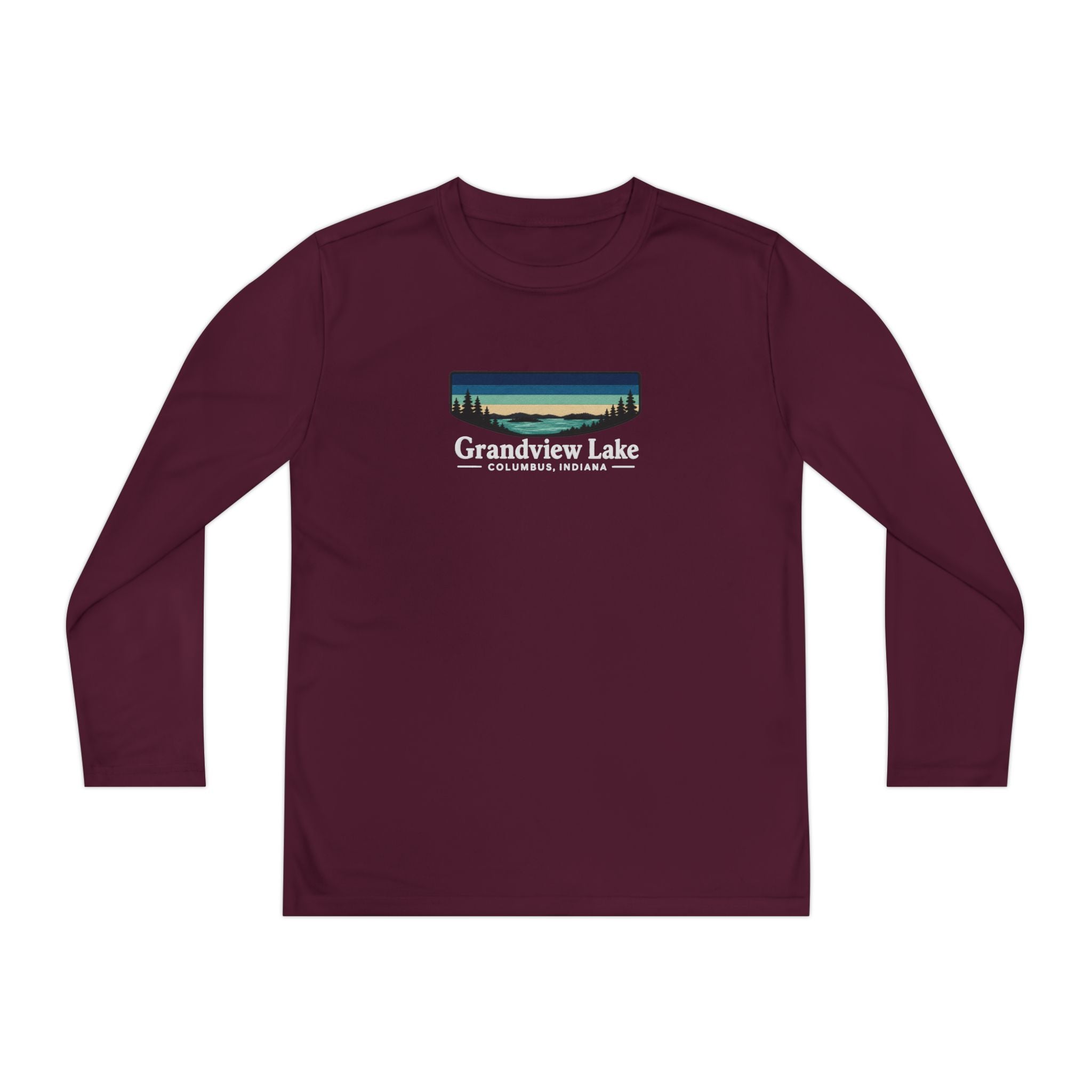 Youth Long Sleeve Tee — Grandview Lake Retro Lakeside Nature Design