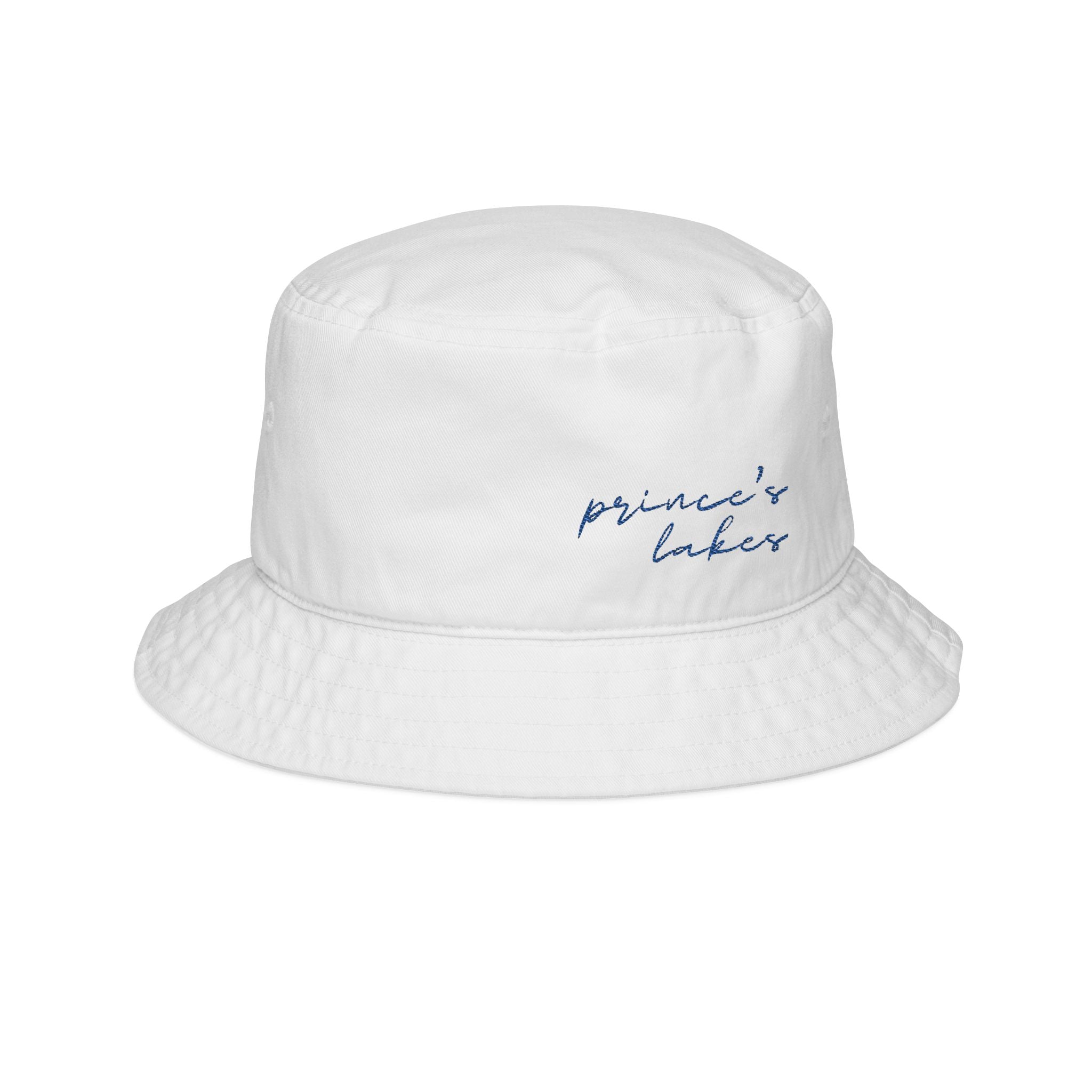 Embroidered "Prince's Lake" Script Bucket Hat — Casual Summer Fishing & Outdoor Hat