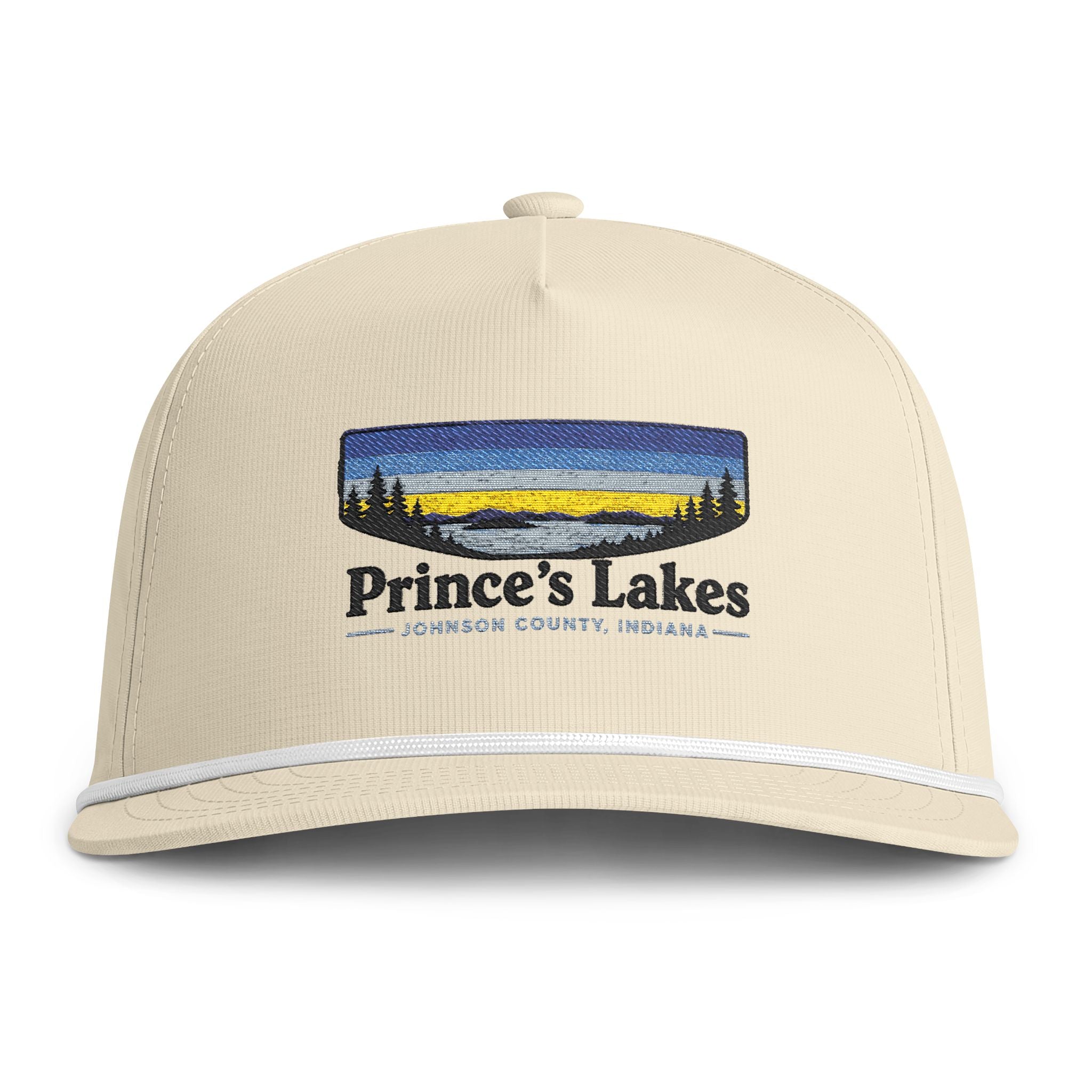 Prince's Lakes Sunset Rope Cap — Vintage Sunwashed Embroidered Baseball Hat