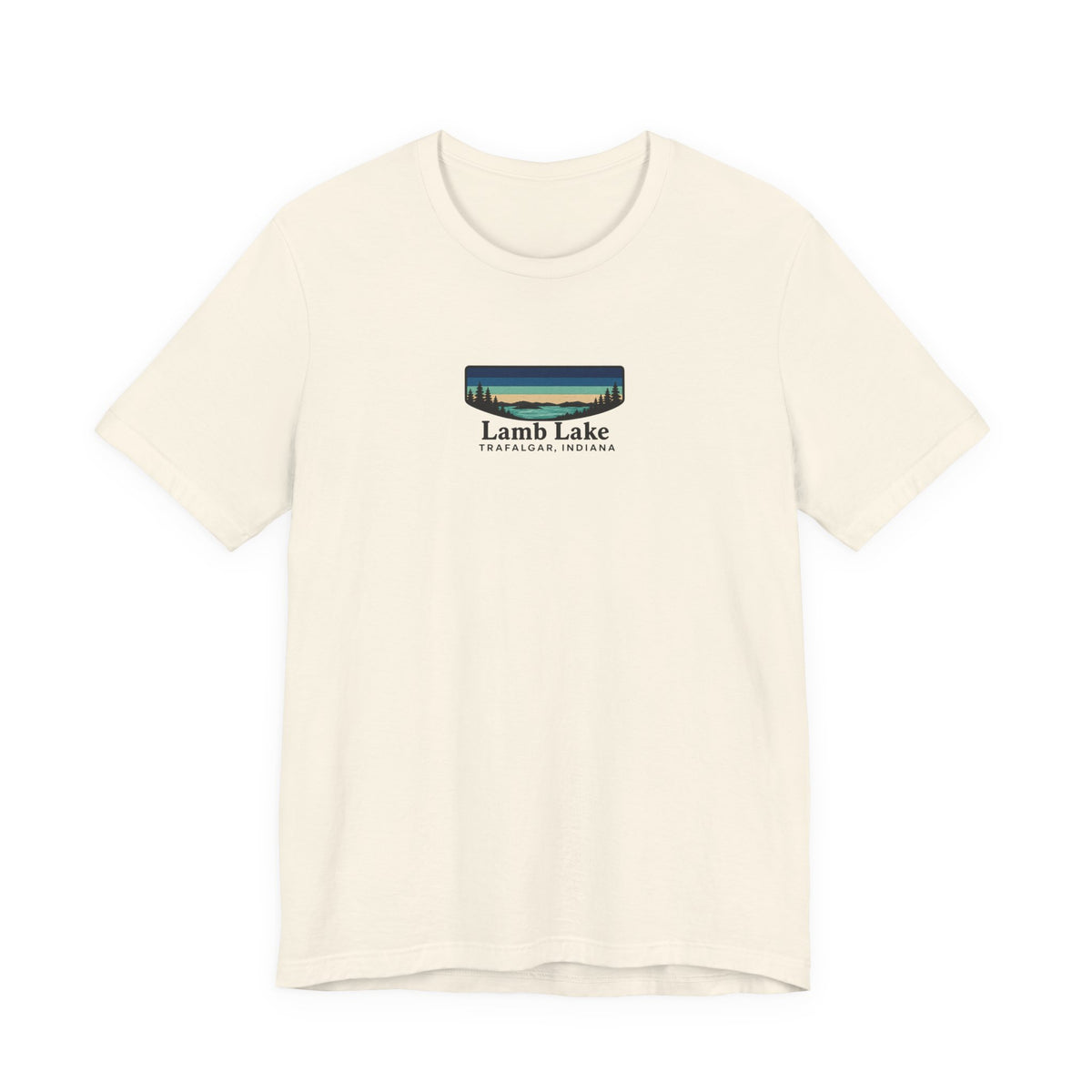 Lamb Lake Landscape Tee — Retro Mountain Lake Graphic T-Shirt