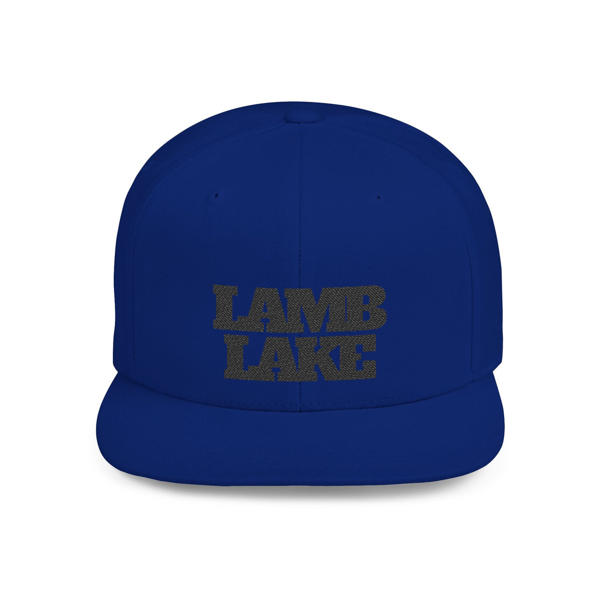 Lamb Lake Flat Bill Snapback Hat — Retro Embroidered Lake Cap
