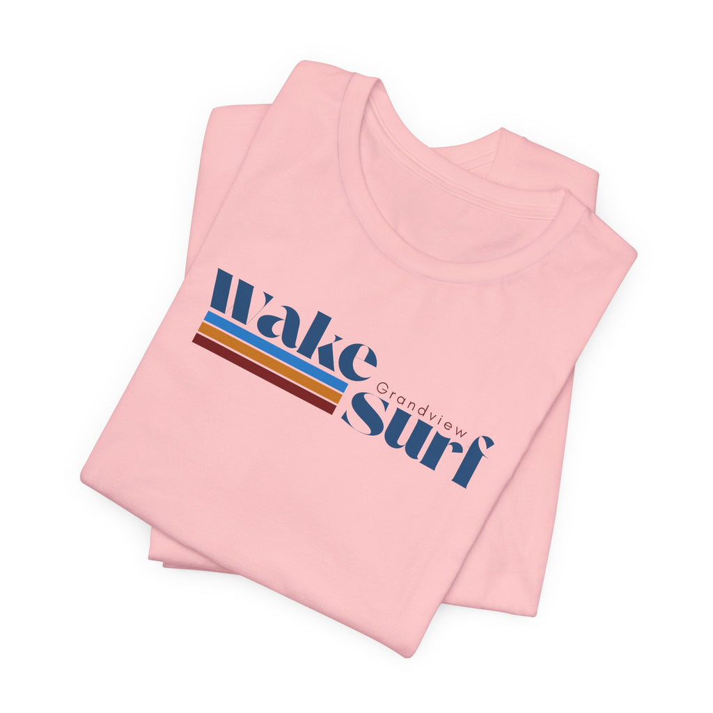 Wake Surf Grandview Stripe Tee — Retro Surfing Graphic T-Shirt