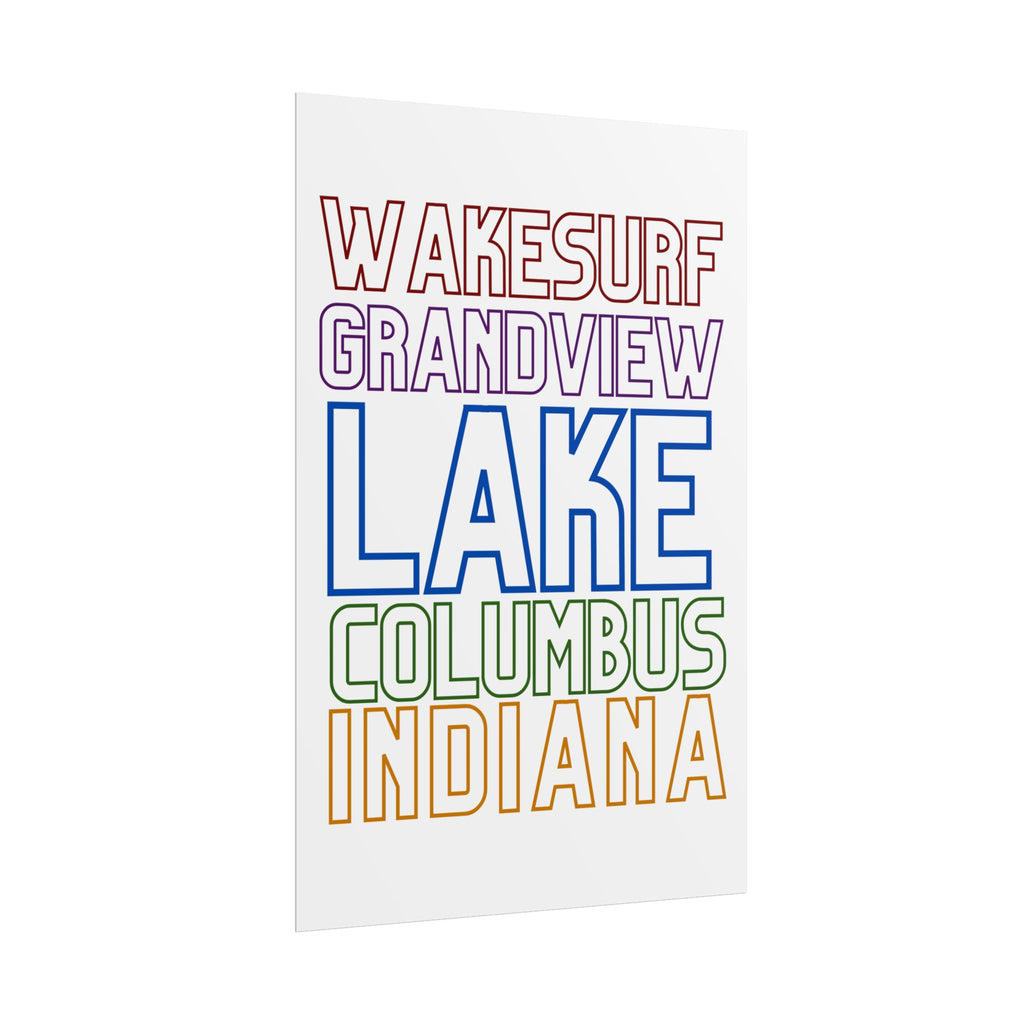 Lake Columbus Indiana Wakesurf Poster — Grandview Typography Rolled Poster