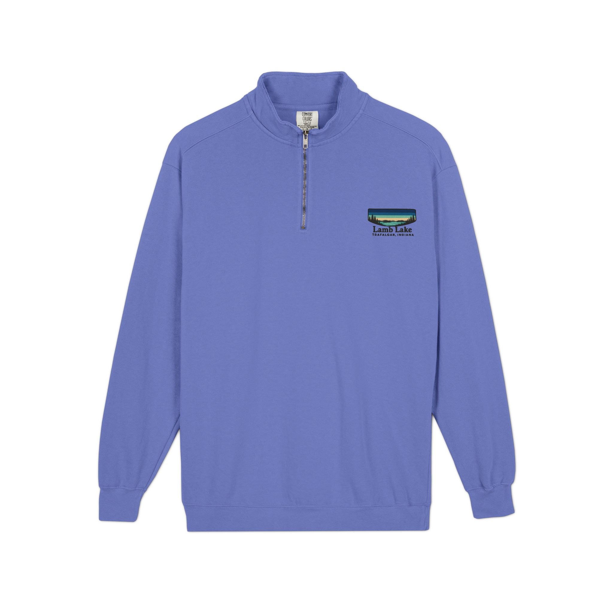Quarter-Zip Sweatshirt — Lamb Lake Retro Sunset Patch