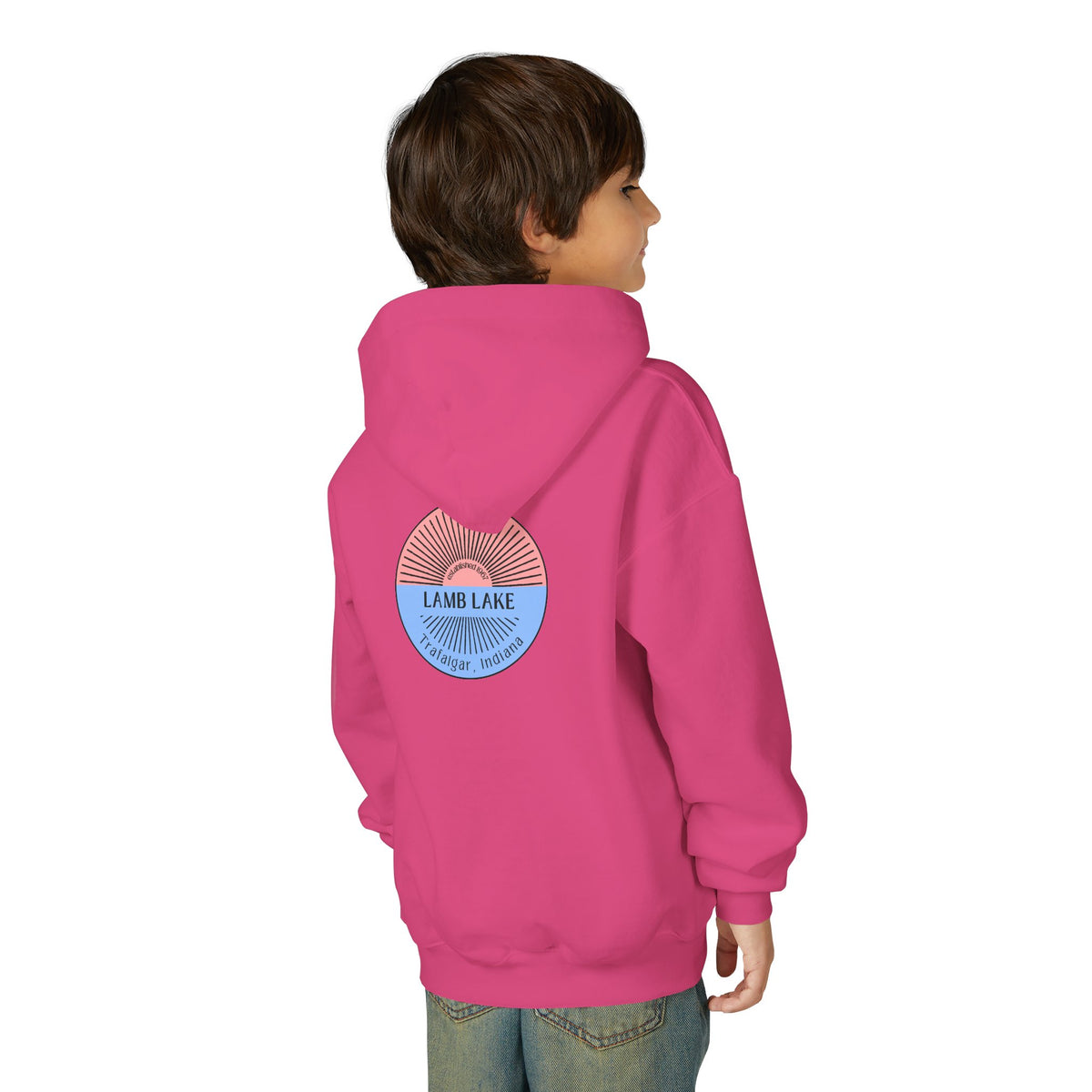 Youth Hoodie - Lamb Lake Retro Sunrise Logo Pullover