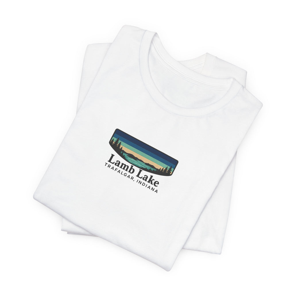 Lamb Lake Landscape Tee — Retro Mountain Lake Graphic T-Shirt