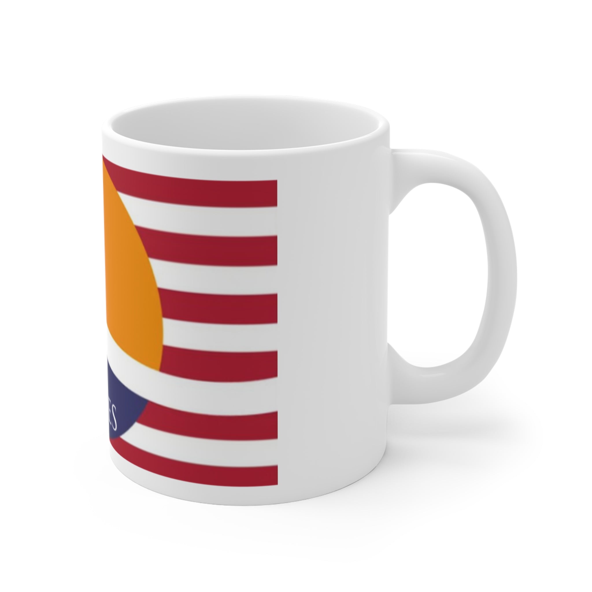 Prince's Lakes Flag Sunset Mug — Scenic Lake Cabin Coffee Cup (11oz)