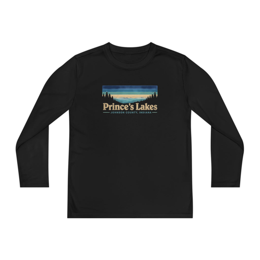 Prince's Lakes Youth Long Sleeve Tee — Retro Lakeside Nature Design