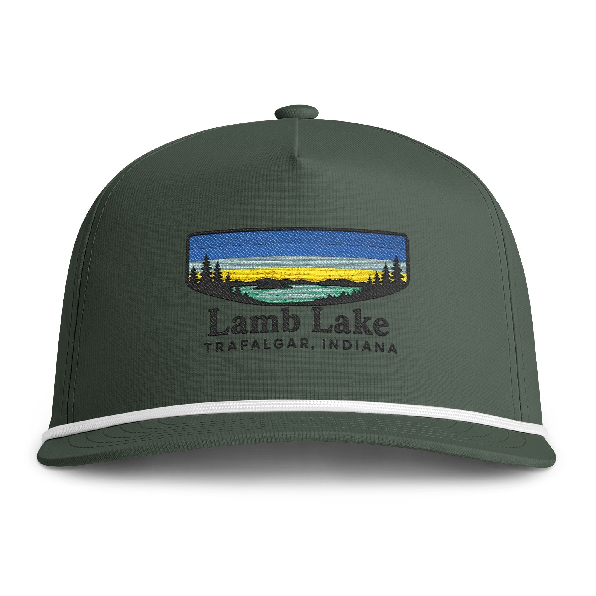 Lamb Lake Sunset Rope Cap — Vintage Sunwashed Embroidered Baseball Hat