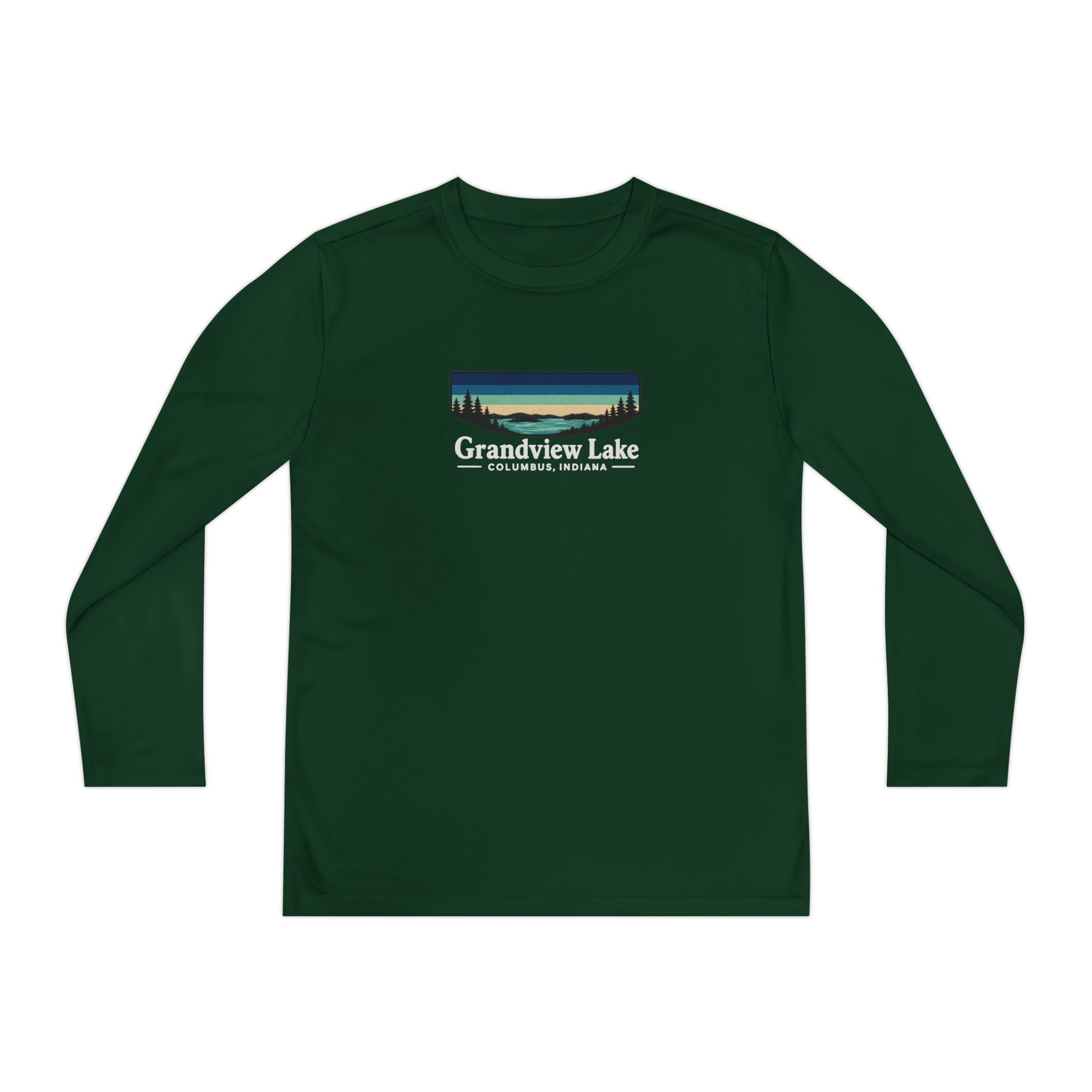 Youth Long Sleeve Tee — Grandview Lake Retro Lakeside Nature Design