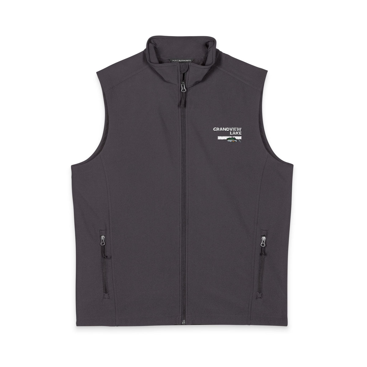 Men's Soft Shell Vest — Grandview Lake Logo Chest