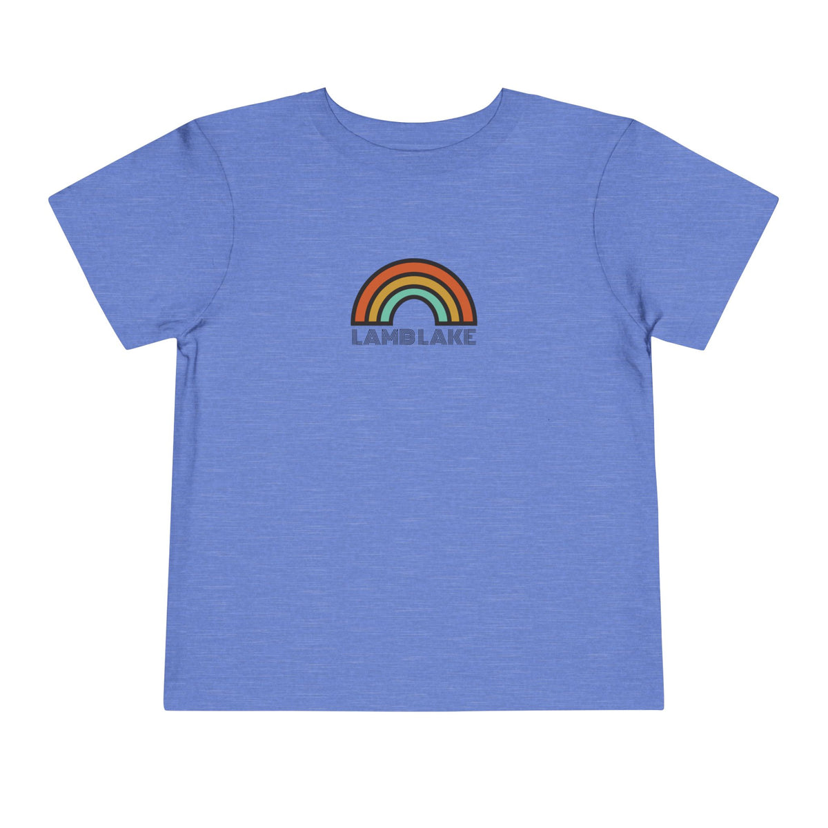 Retro Rainbow Toddler Tee — "Lamb Lake" Graphic Short Sleeve