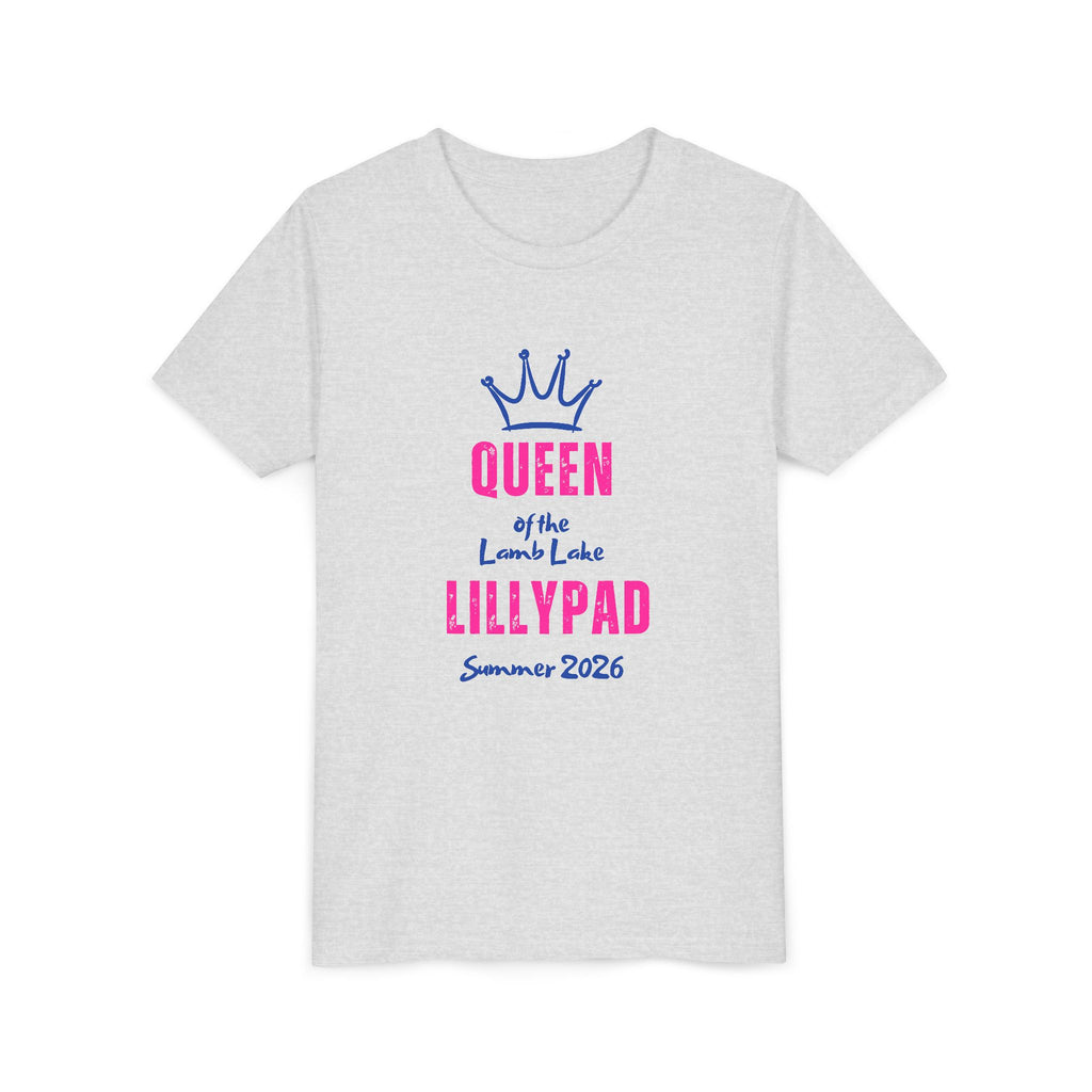 Youth Tee — "Queen of the Lillypad" Lamb Lake Crown Graphic Kids Shirt
