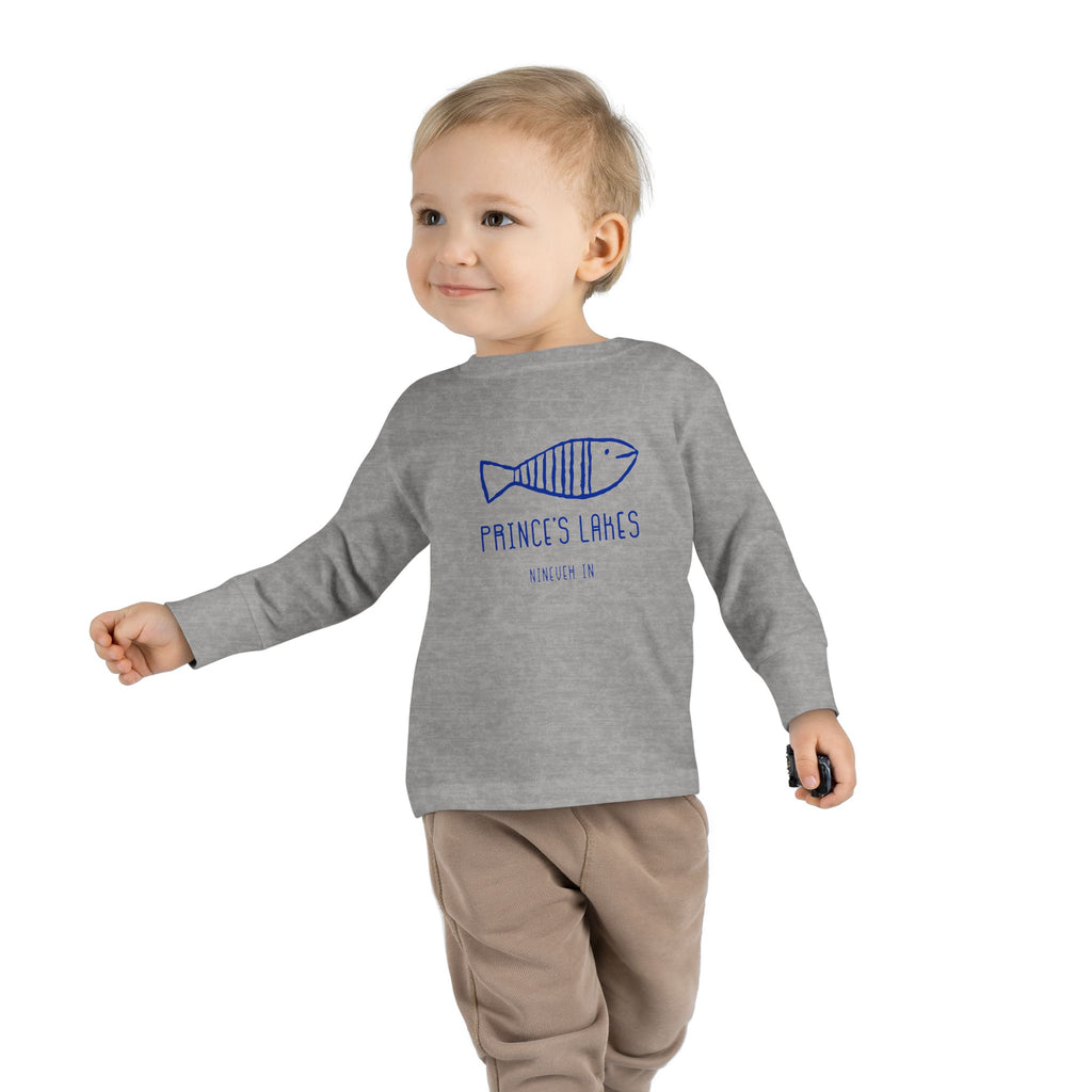 Toddler Long Sleeve Tee — "Prince's Lakes" Hand-Drawn Fish Graphic