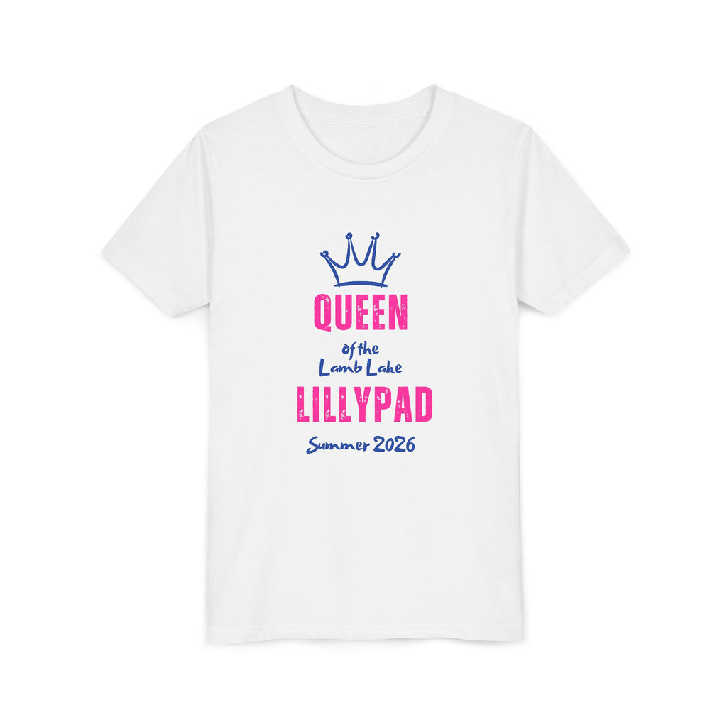 Youth Tee — "Queen of the Lillypad" Lamb Lake Crown Graphic Kids Shirt