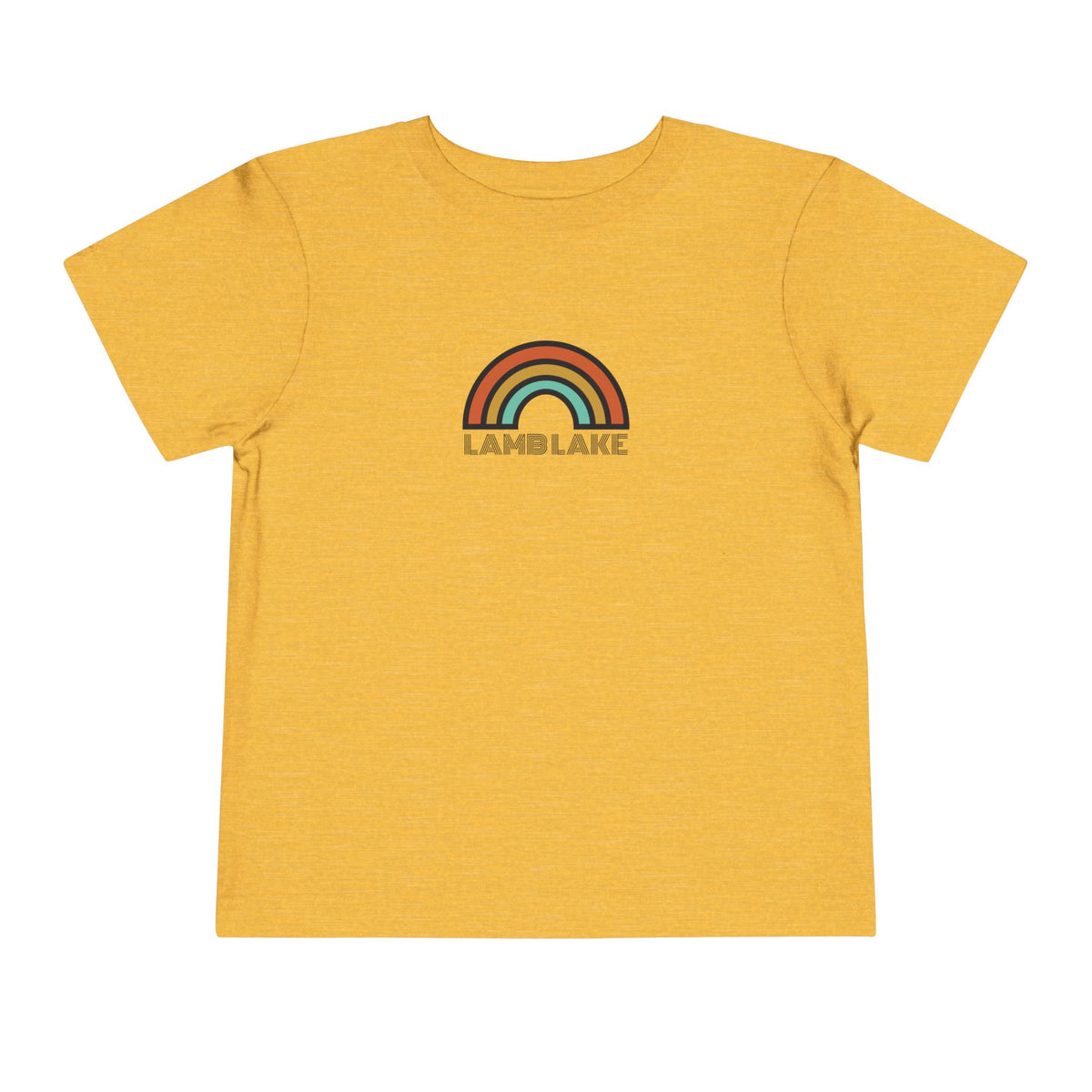 Retro Rainbow Toddler Tee — "Lamb Lake" Graphic Short Sleeve