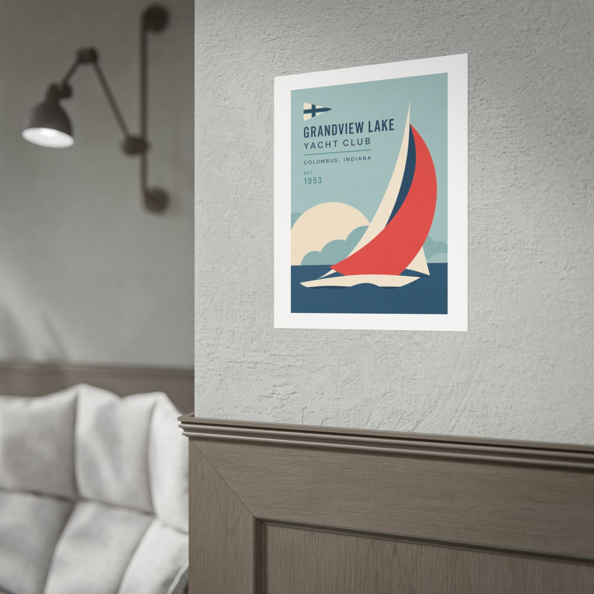 Grandview Lake Yacht Club Poster — Retro Sailing Print (Columbus, Indiana)