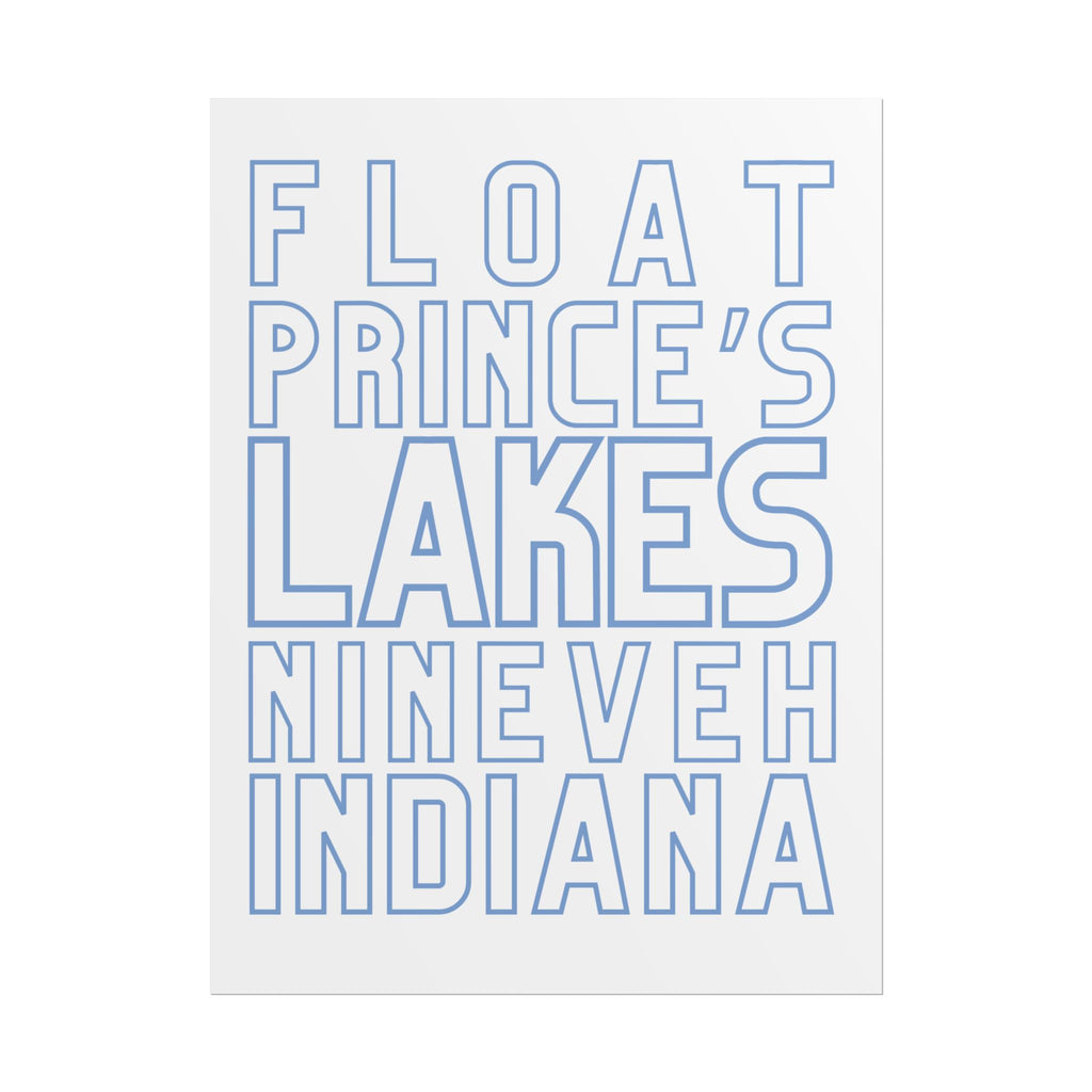 Rolled Poster — Float Prince's Lakes Nineveh Indiana Minimal Typography Travel Art
