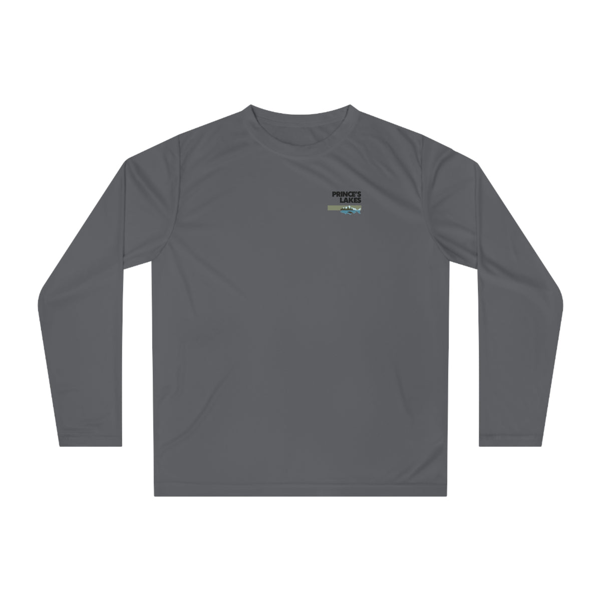 Performance Long Sleeve Shirt — Fish Princes Lakes Logo Chest Print