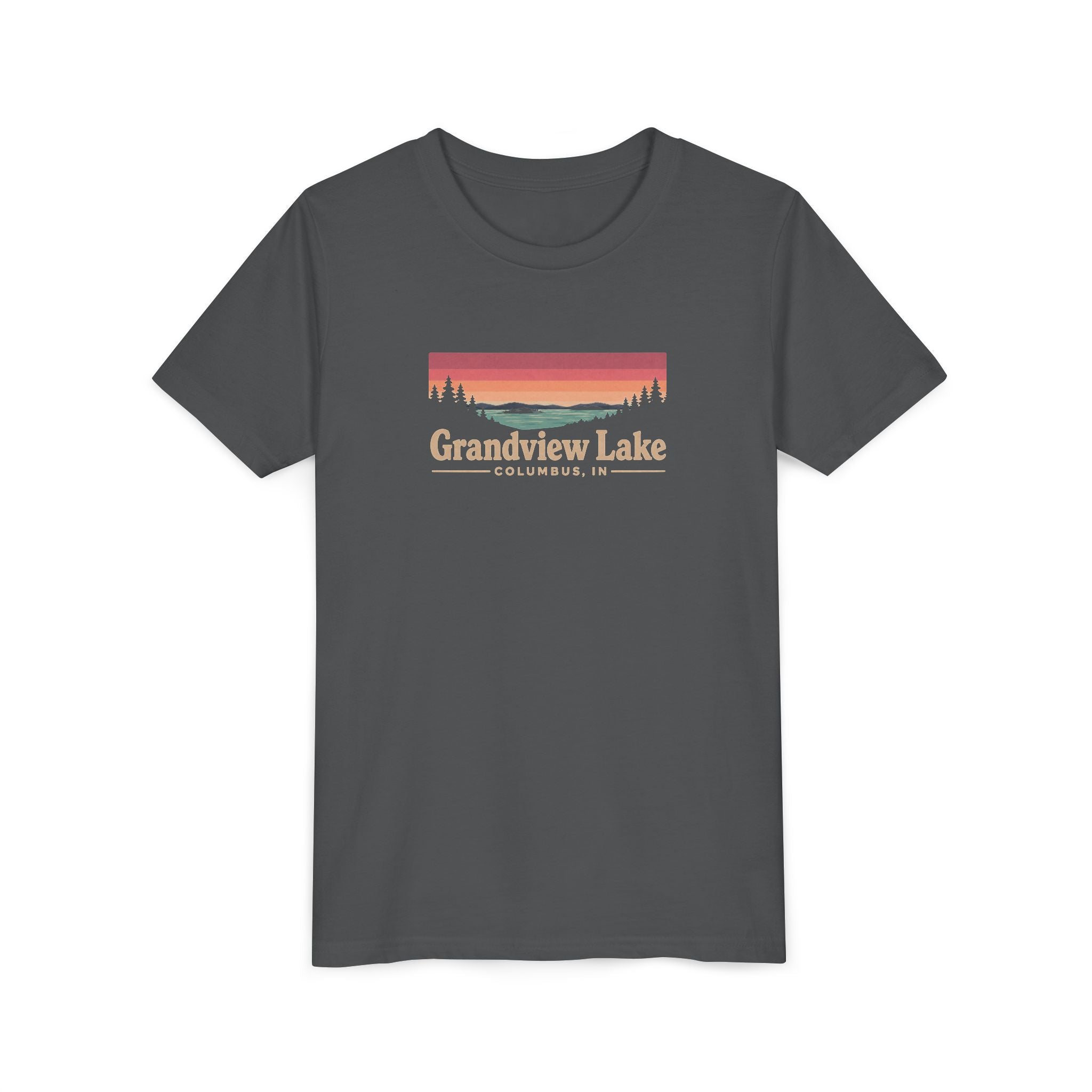 Youth Tee — Grandview Lake Retro Sunset Graphic