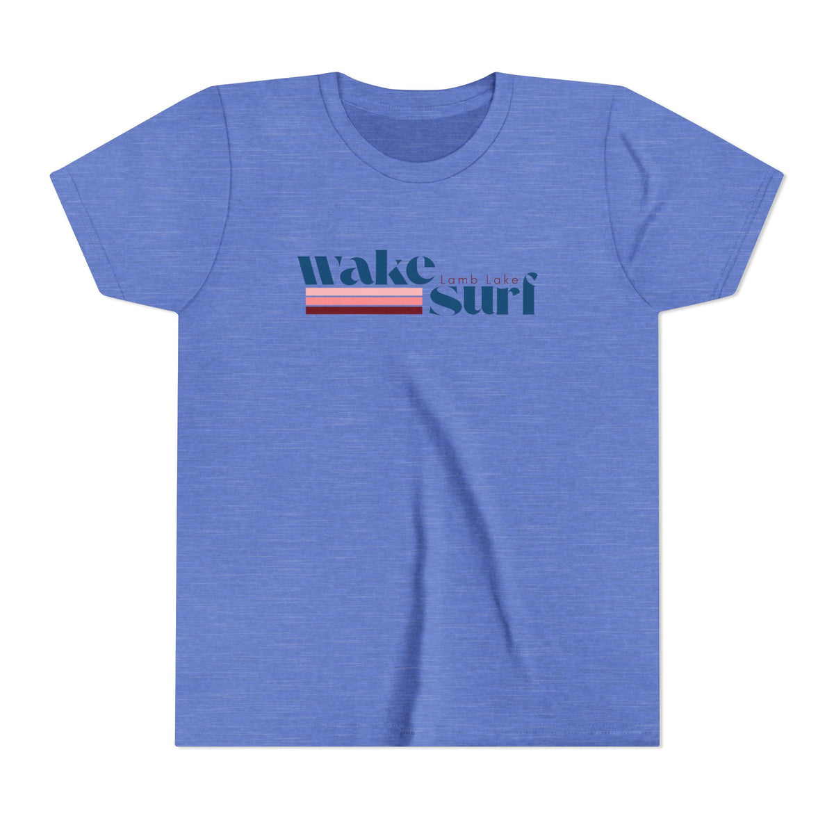 Youth Tee - "Wake Surf Lamb Lake" Retro Striped Kids Surf T‑Shirt