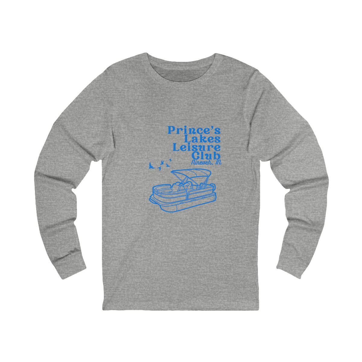 Prince's Lakes Leisure Club Long Sleeve Tee — Vintage Pontoon Boat Graphic