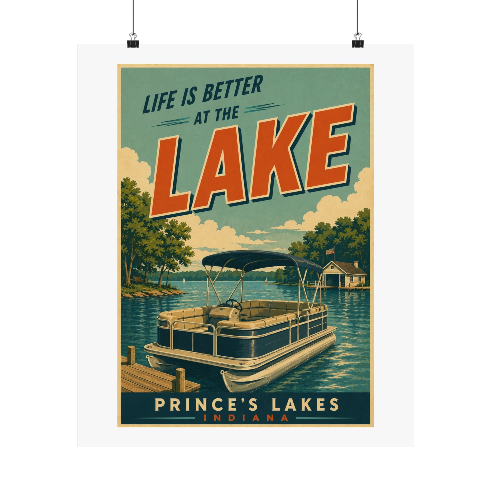 Lake Life Vintage Travel Poster Matte Print
