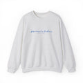 'Prince's Lakes' Script Embroidered Unisex Sweatshirt — Minimal Blue Handwritten Logo Crewneck