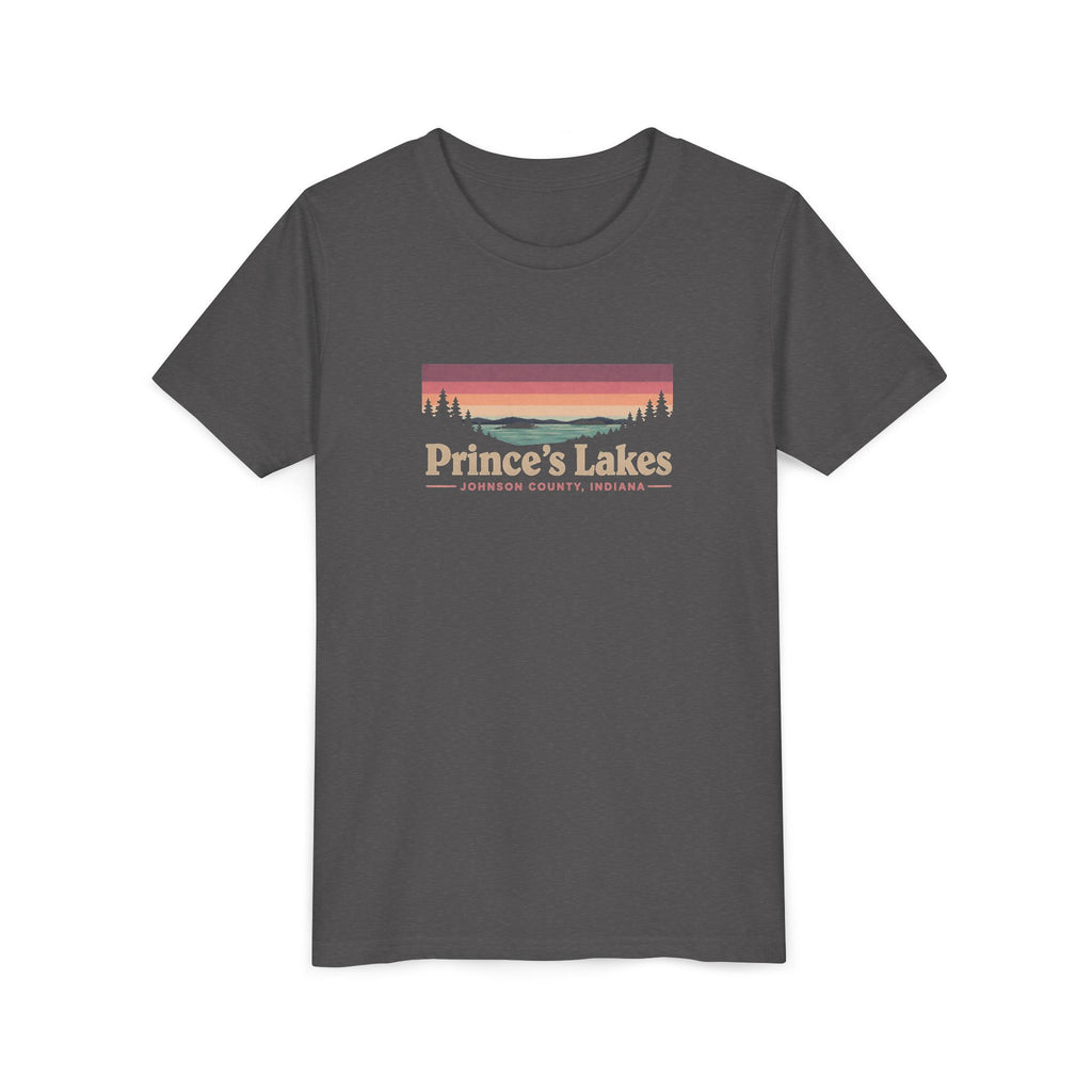 Youth Tee — Prince's Lakes Retro Sunset Graphic
