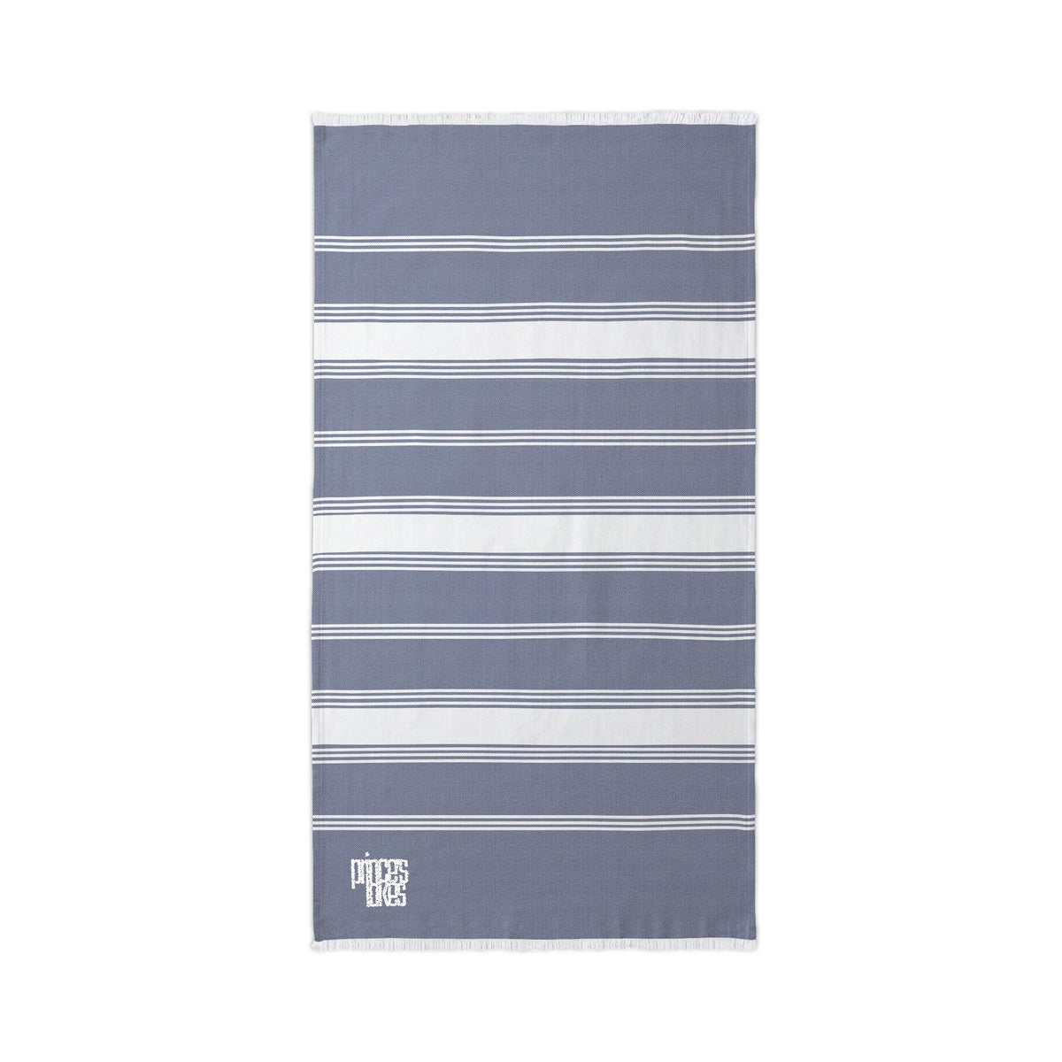 Prince's Lakes Striped Embroidered Beach Throw Towel — Lightweight Turkish Fringe Beach Towel