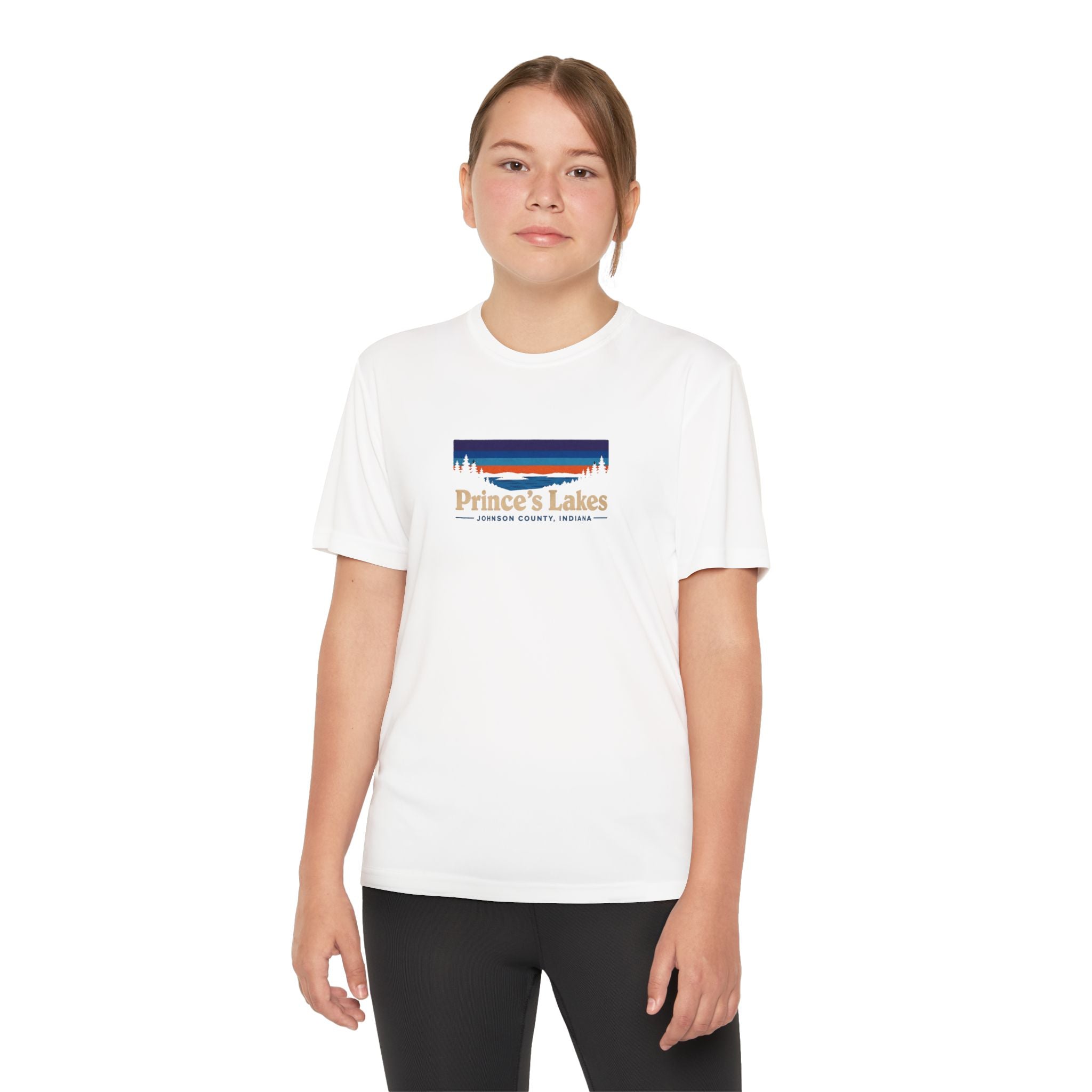 Prince's Lakes Youth Performance Tee — Retro Sunset Camp Shirt