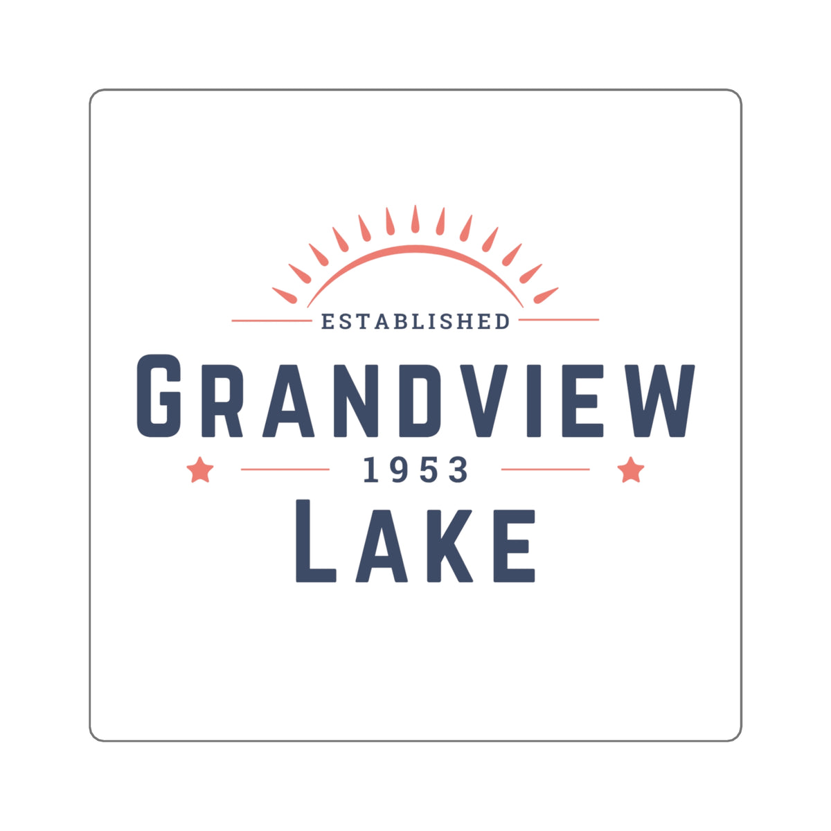 Grandview Lake Established 1953 Square Sticker — Vintage Lakeside Decal