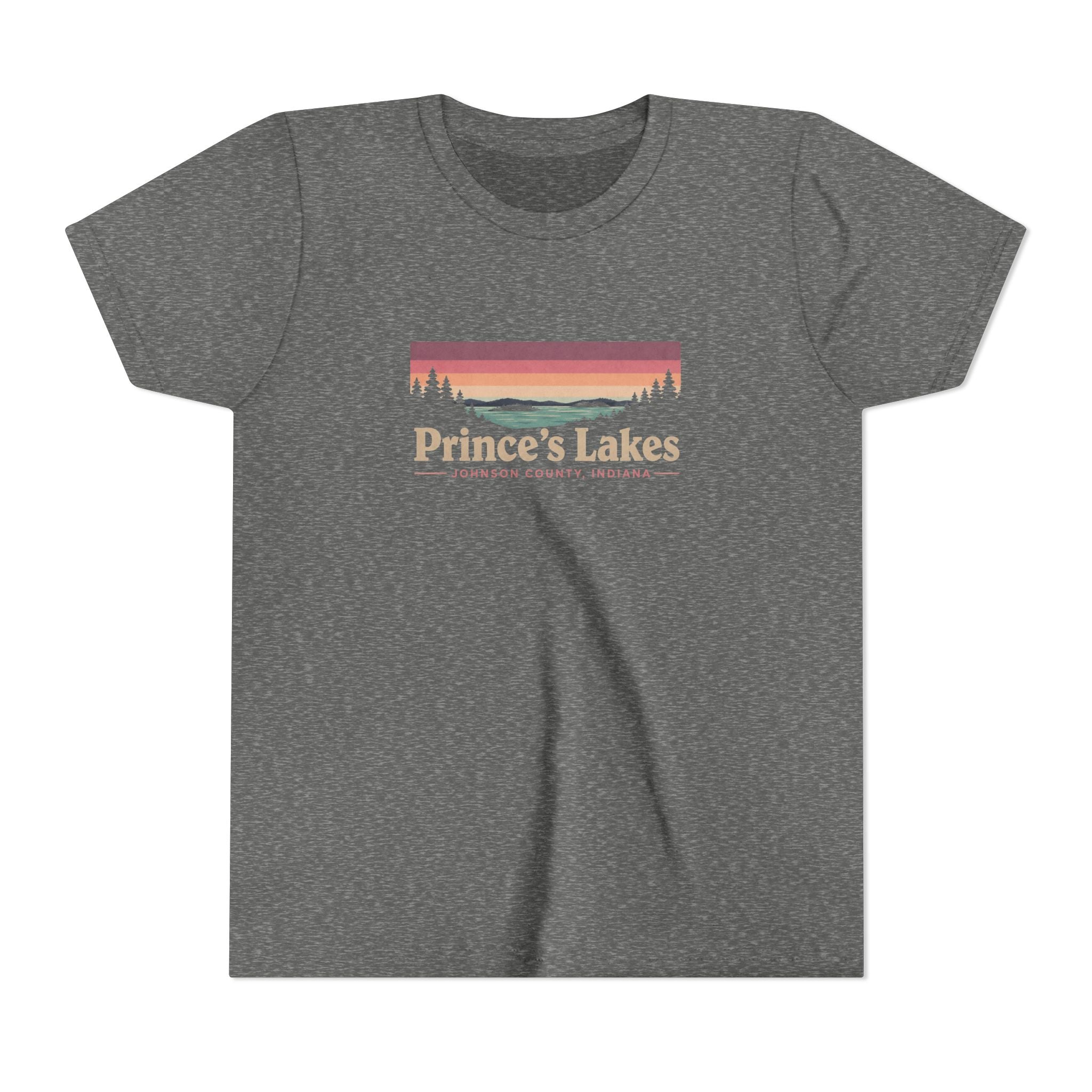 Youth Tee — Prince's Lakes Retro Sunset Graphic