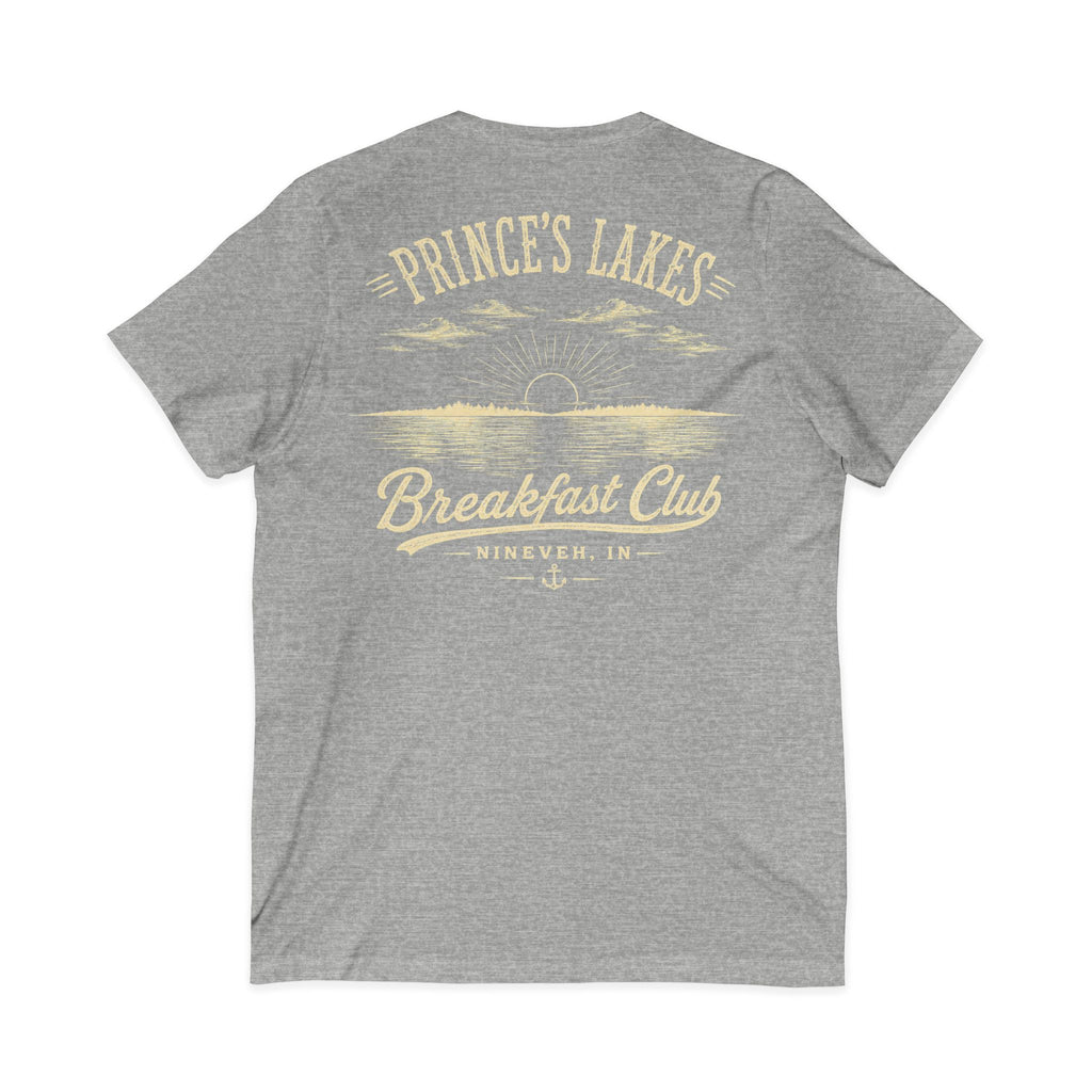 Good Food Good Company Good Morning V-Neck Tee — Retro Lake Breakfast Club Graphic Shirt