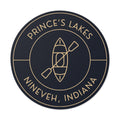 Prince's Lakes Kayak Round Vinyl Sticker — Nineveh, Indiana Outdoor Decal