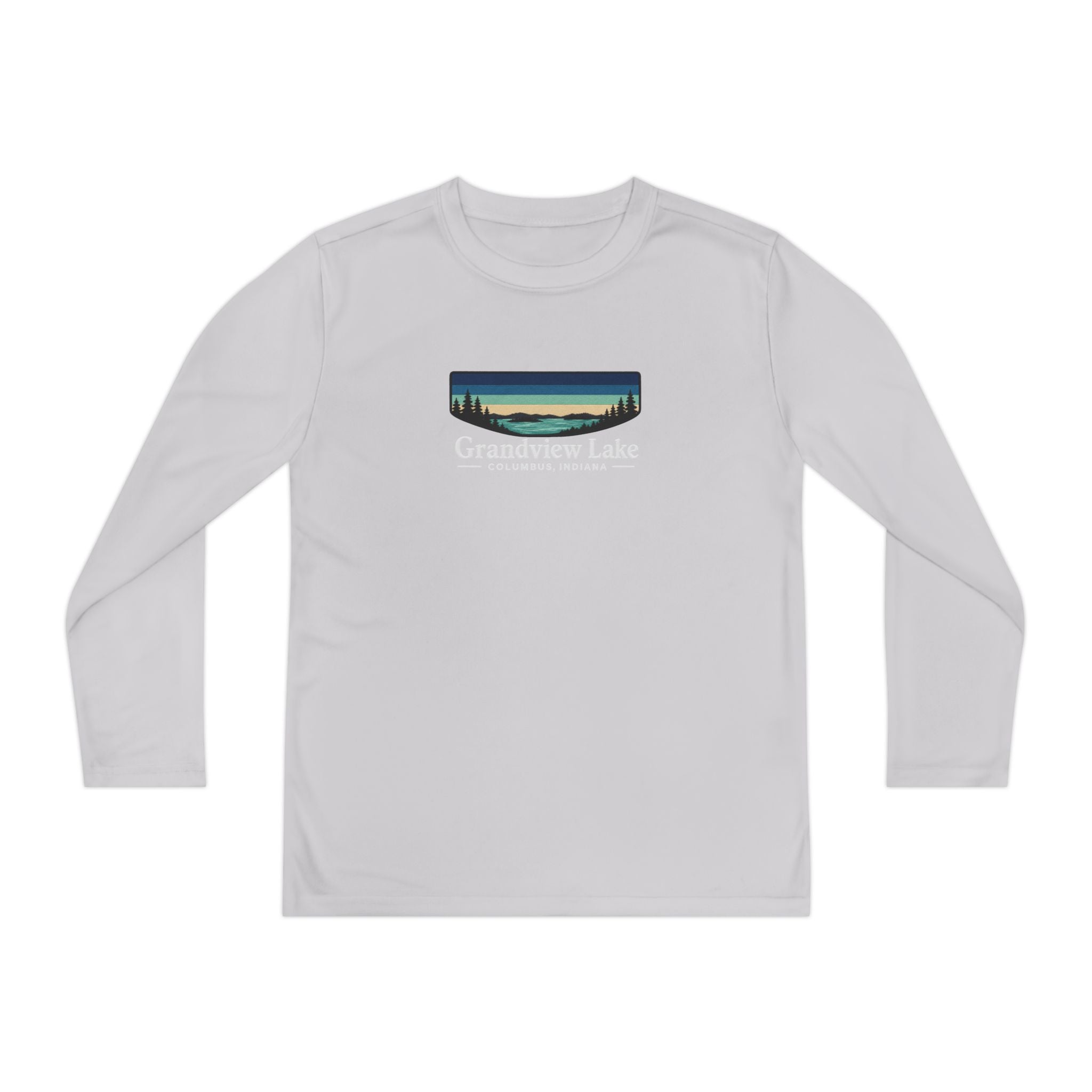 Youth Long Sleeve Tee — Grandview Lake Retro Lakeside Nature Design