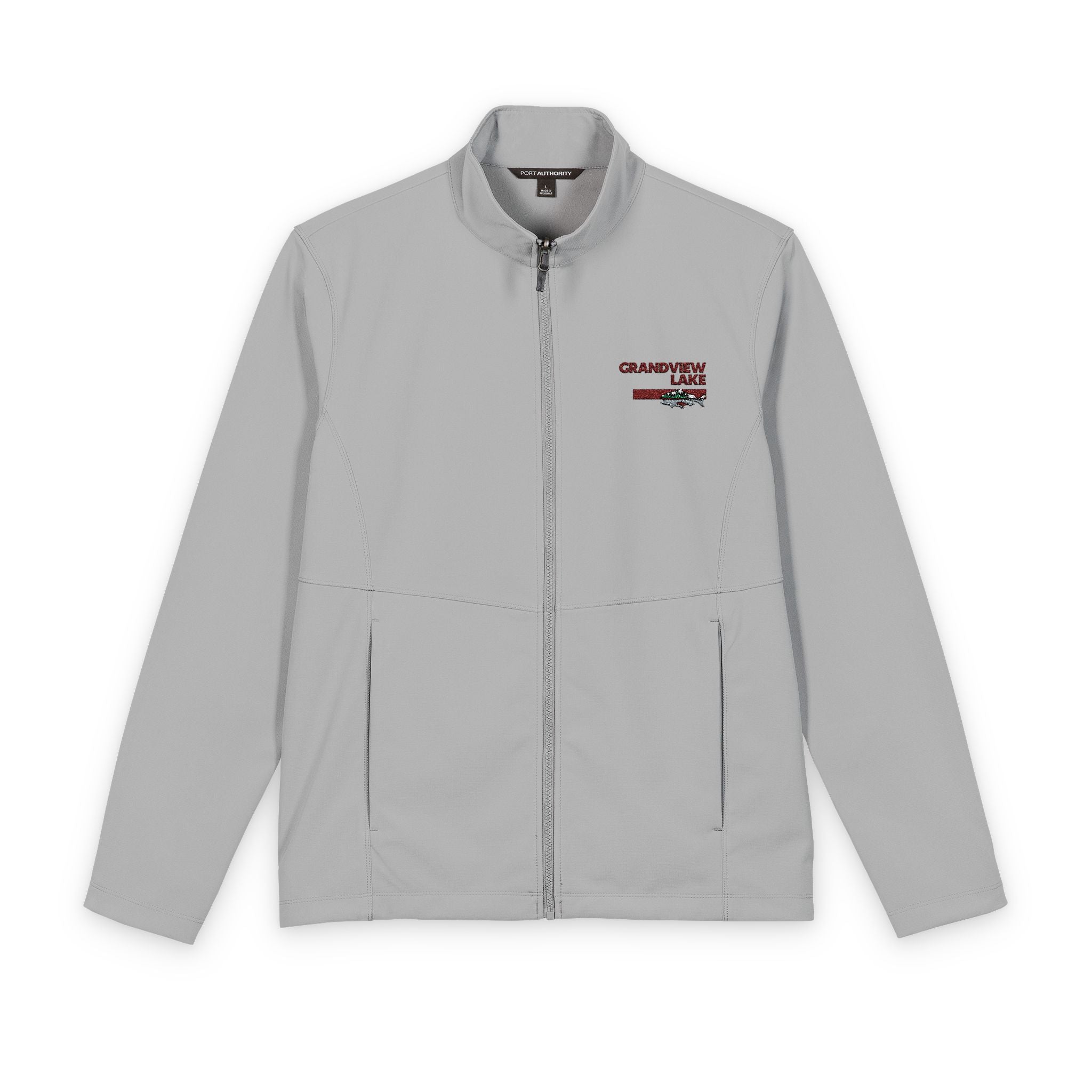 Soft Shell Jacket — 'Grandview Lake' Embroidered Fish Nature Design