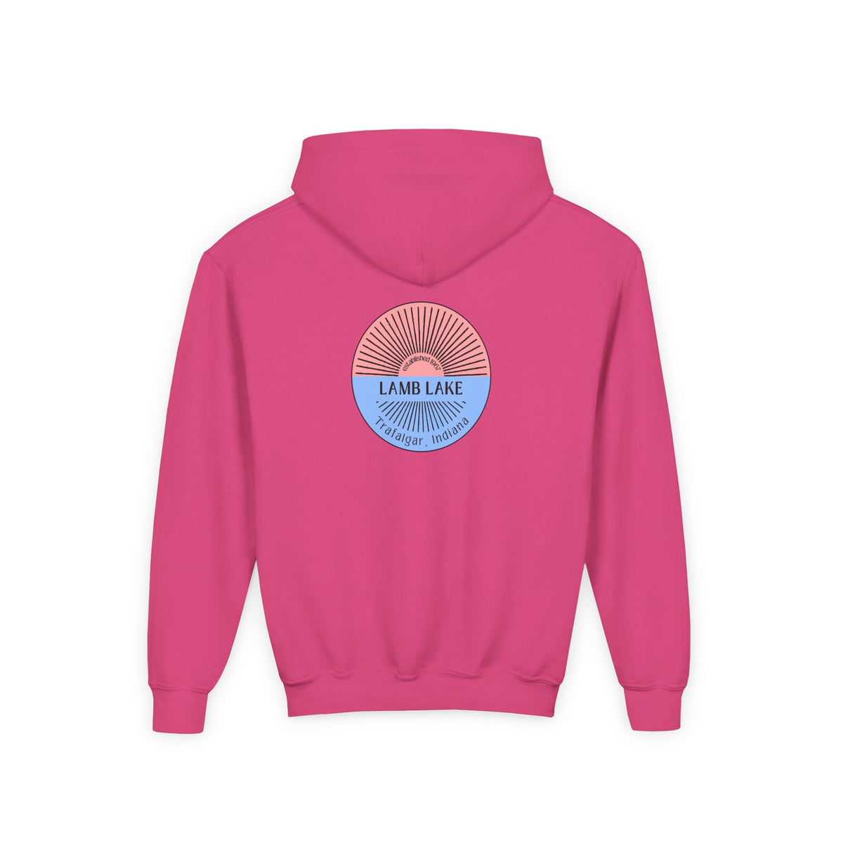 Youth Hoodie - Lamb Lake Retro Sunrise Logo Pullover