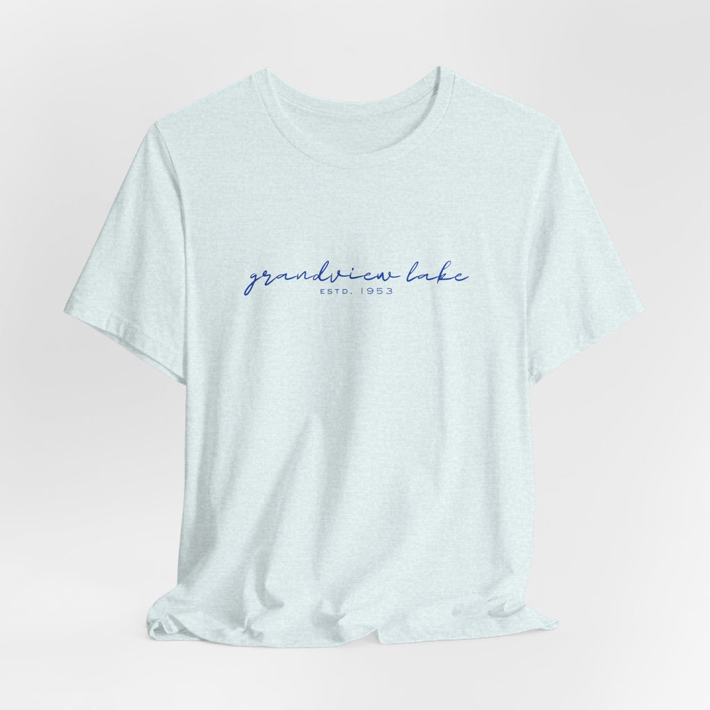 Script "grandview lake" Unisex Jersey Short Sleeve Tee