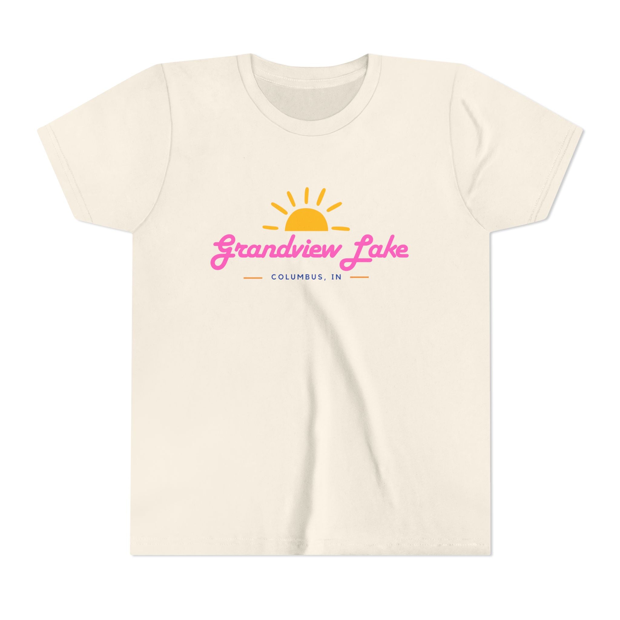 Youth Tee — Grandview Lake Retro Sunset Kids Shirt (Columbus, IN)