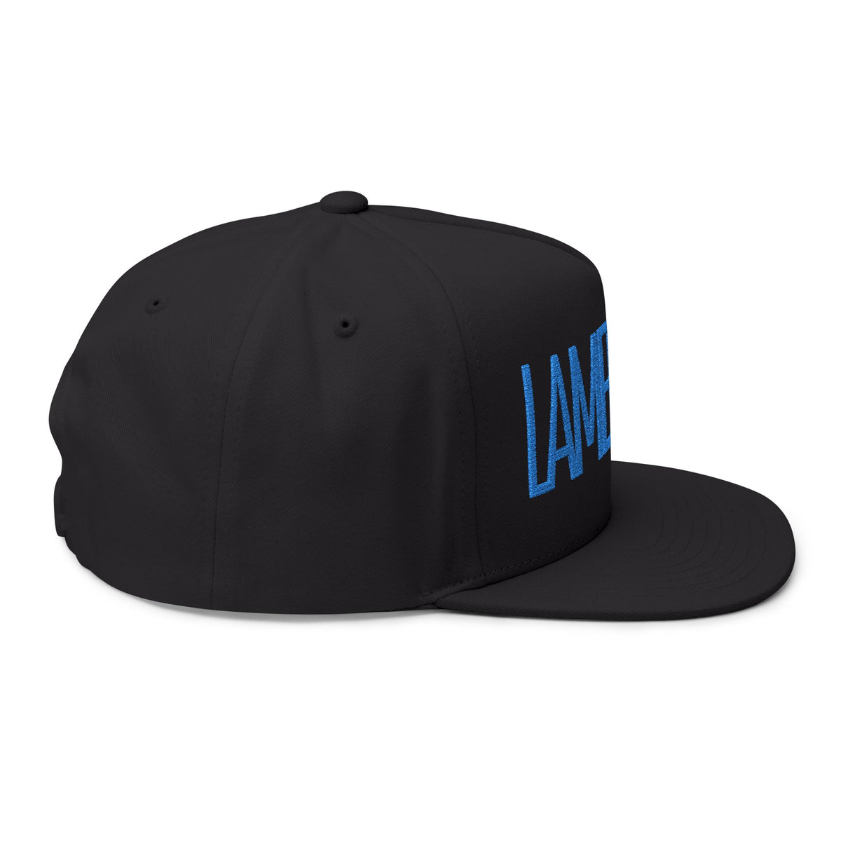 Flat Bill Cap — Minimal Embroidered "LAMB LAKE" Logo Snapback