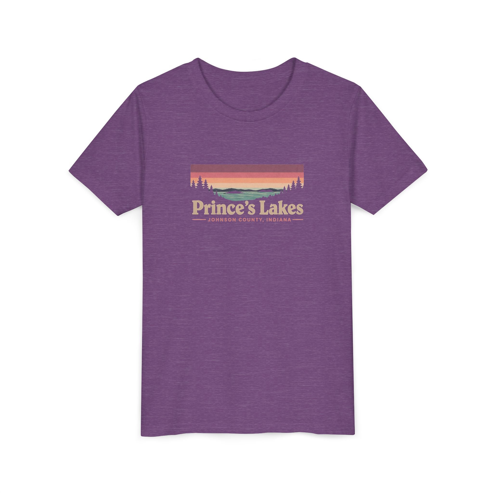Youth Tee — Prince's Lakes Retro Sunset Graphic