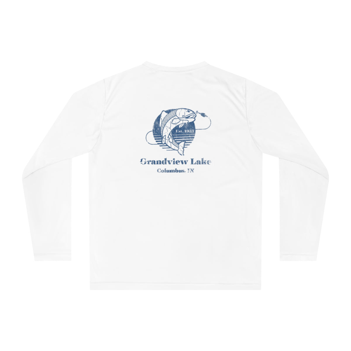 Performance Long Sleeve Shirt — Vintage Faded Fishing Grandview Lake Logo