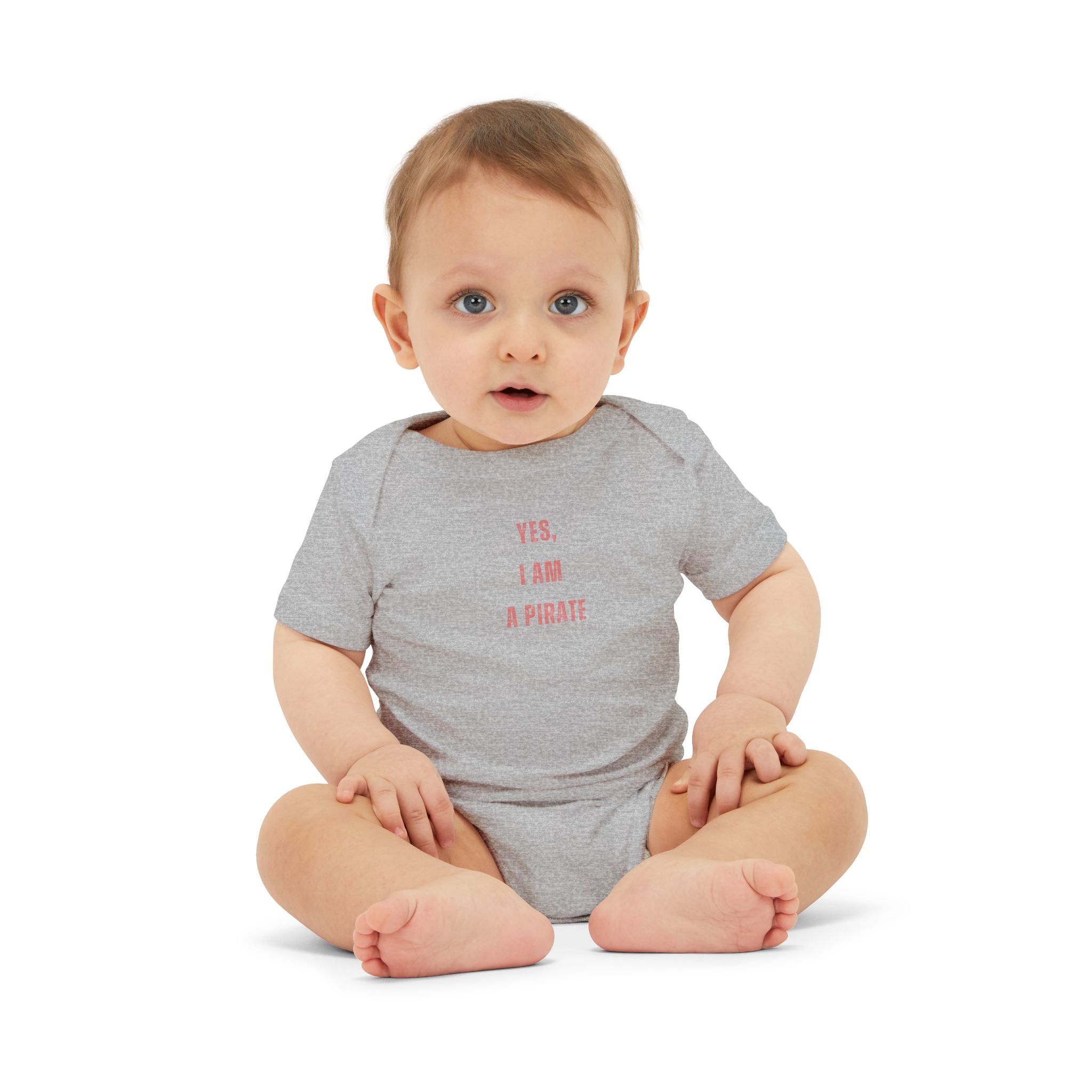 Infant One-Piece Bodysuit — "Yes, I Am a Pirate" Minimal Pink Text Baby Onesie