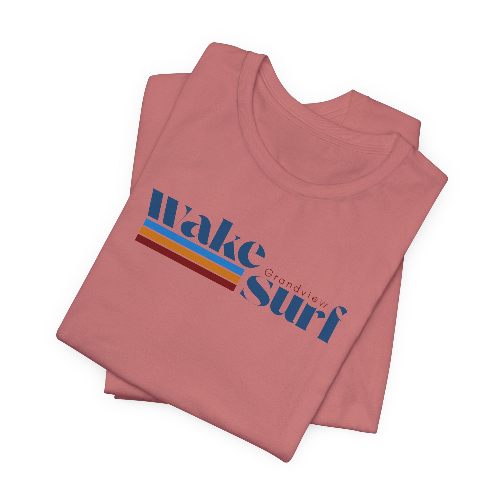 Wake Surf Grandview Stripe Tee — Retro Surfing Graphic T-Shirt